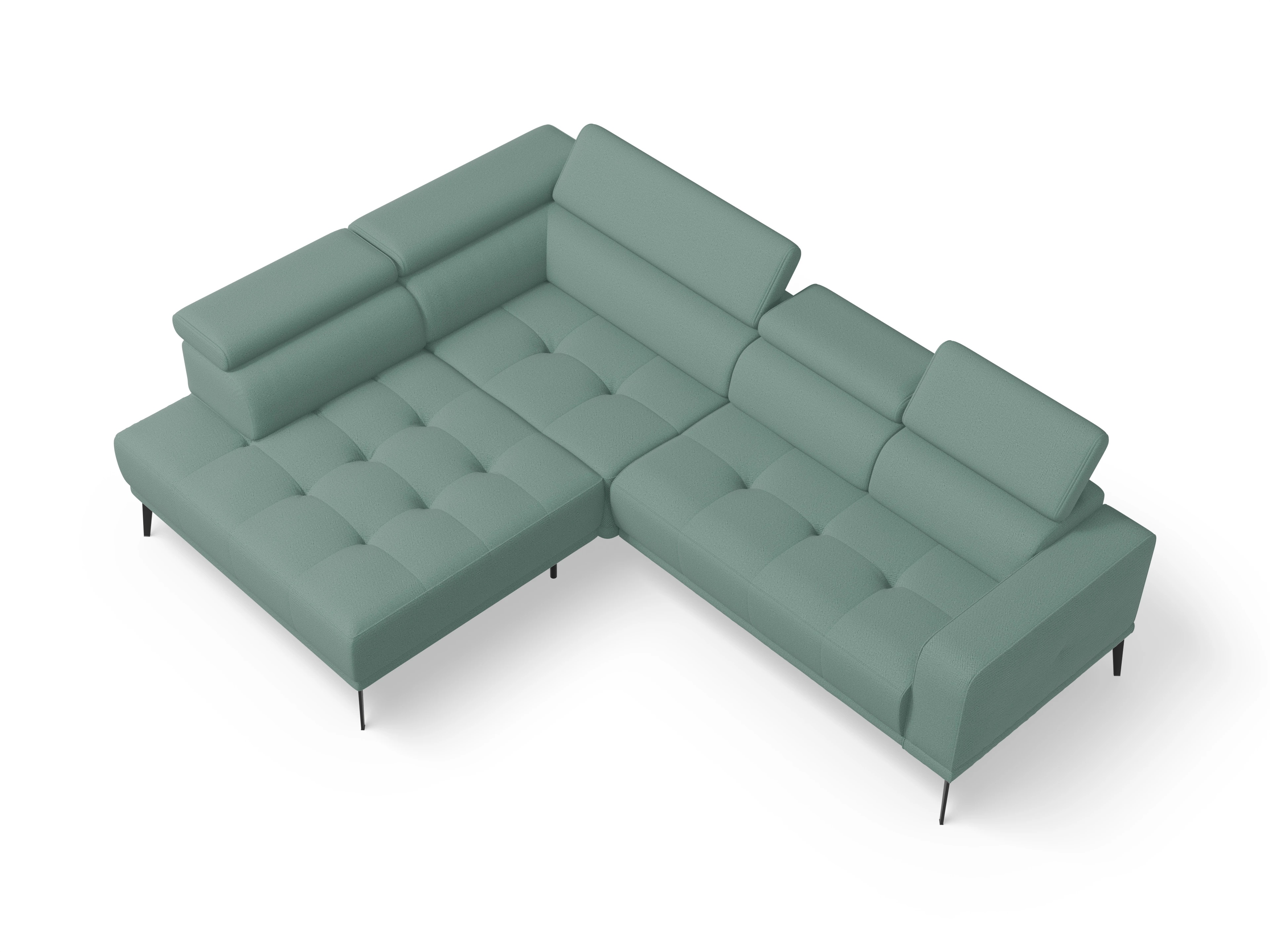 Ansicht des Produktes Marco Ecksofa links Abschluss offen in Stoff Blau