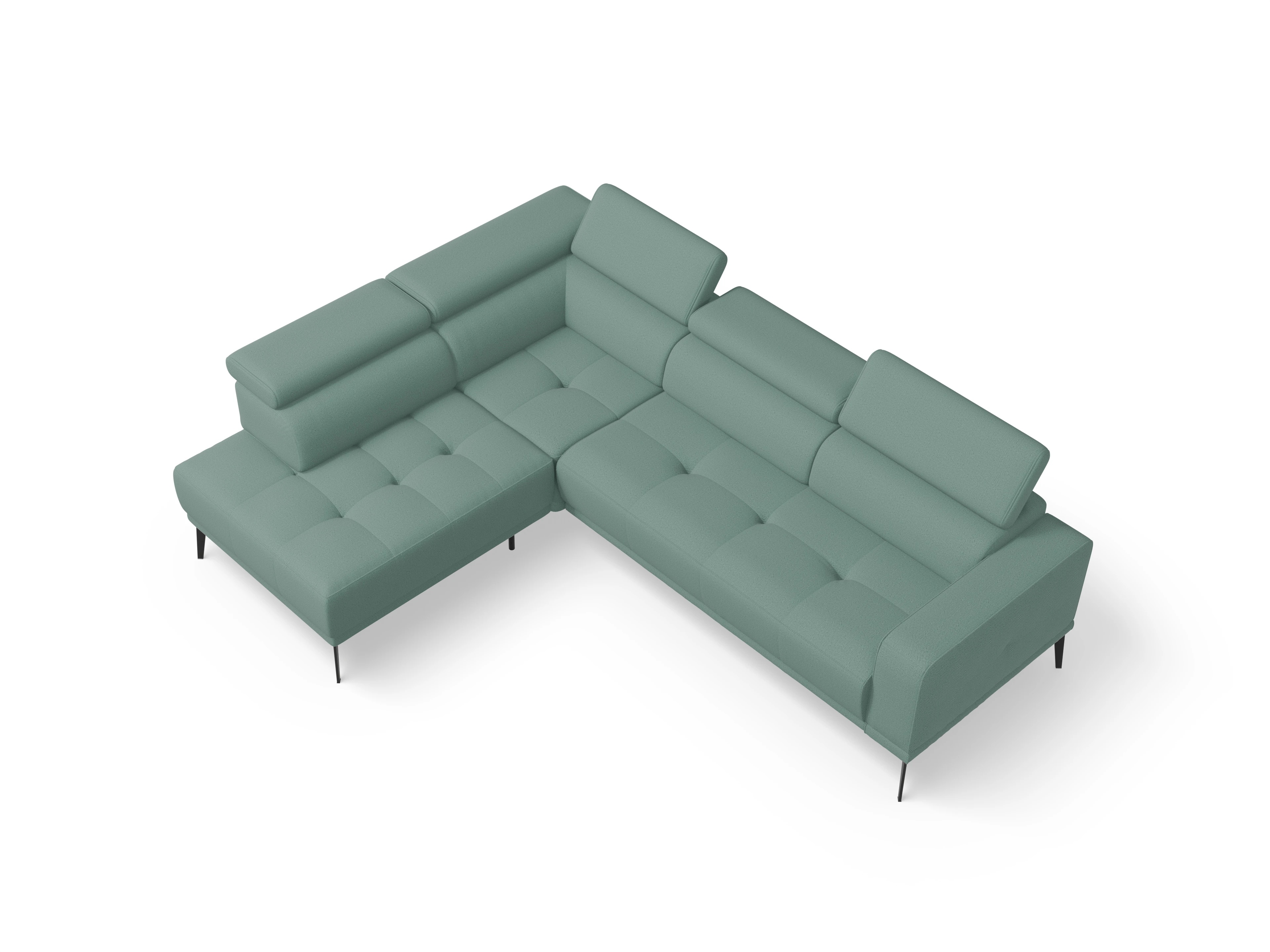 Ansicht des Produktes Marco Ecksofa links Abschluss offen in Stoff Blau