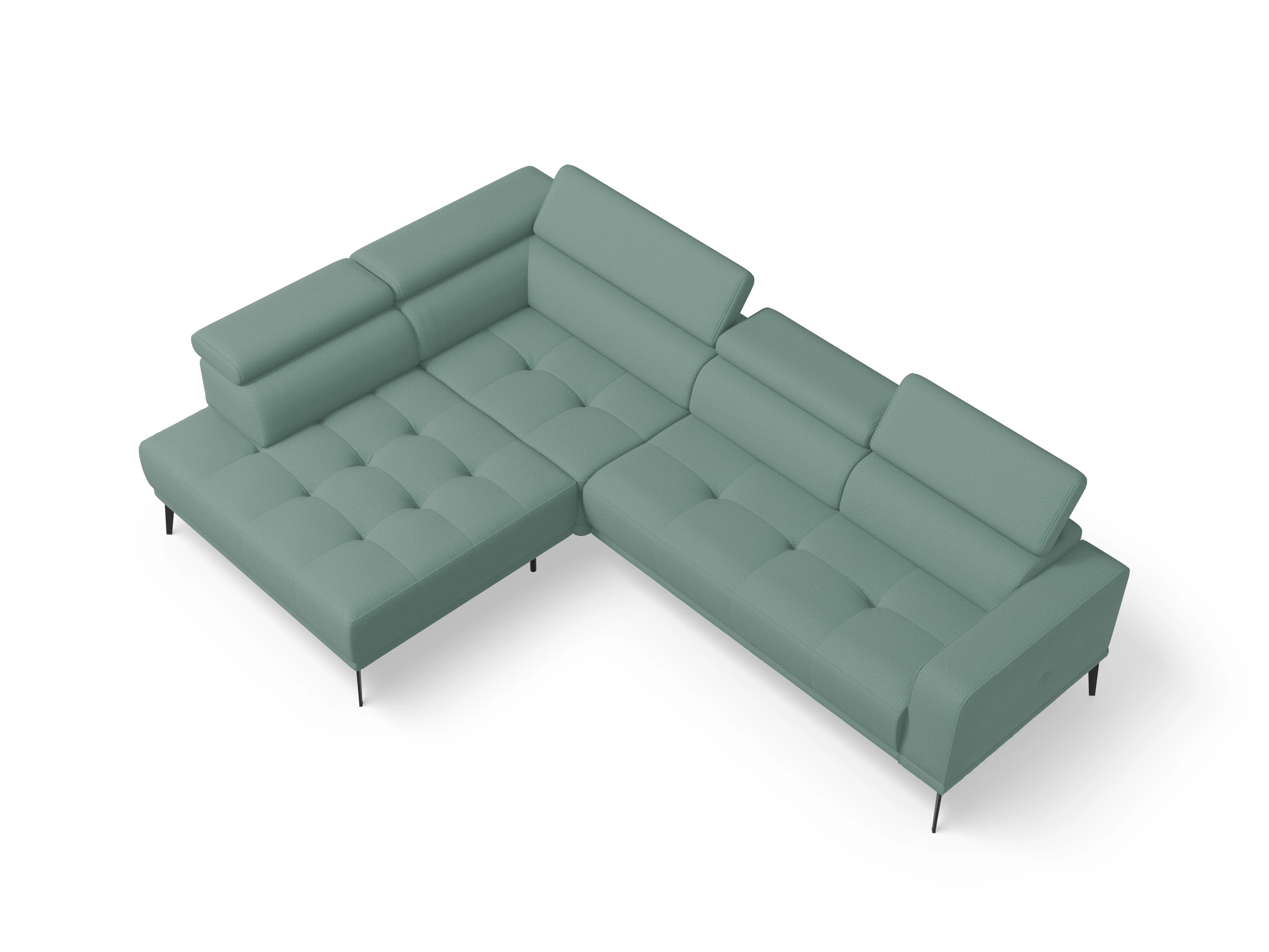 Ansicht des Produktes Marco Ecksofa links Abschluss offen in Stoff Blau