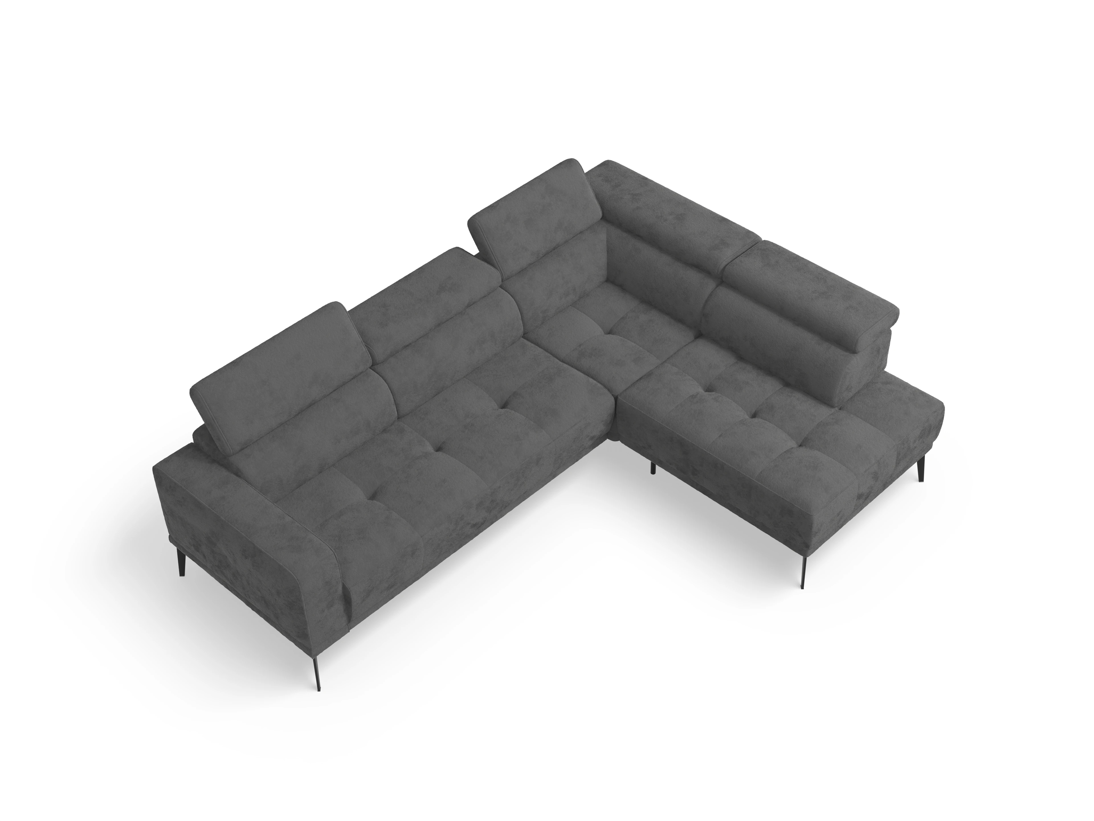 Marco Aho kl Medium R Ansicht des Produktes Marco Ecksofa rechts Abschluss offen in Stoff Grau