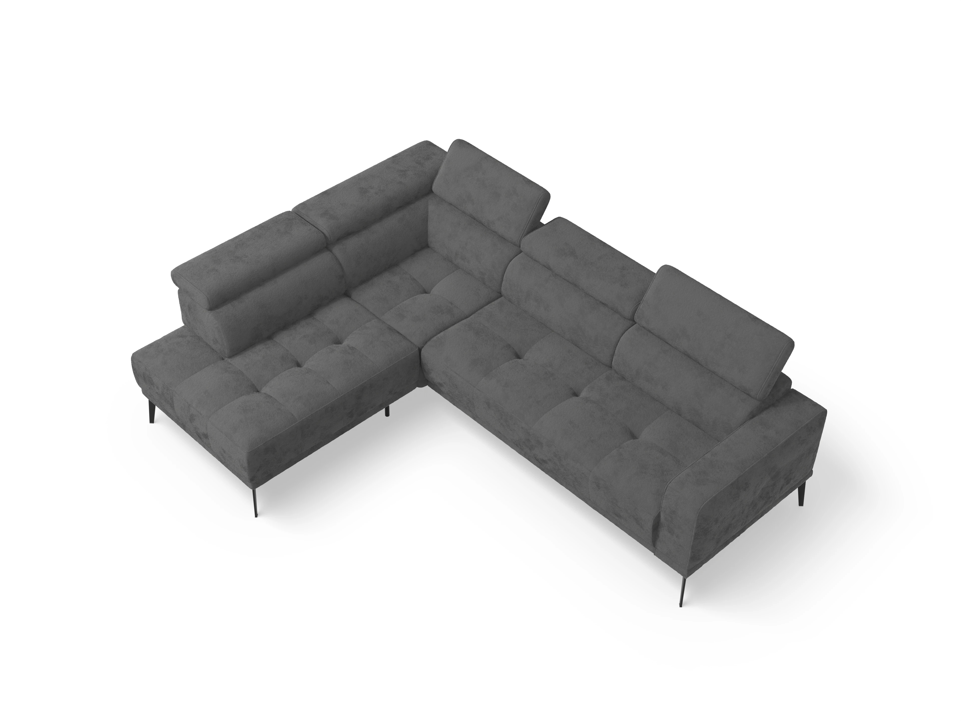 Marco Aho kl Medium L Ansicht des Produktes Marco Ecksofa links Abschluss offen in Stoff Grau