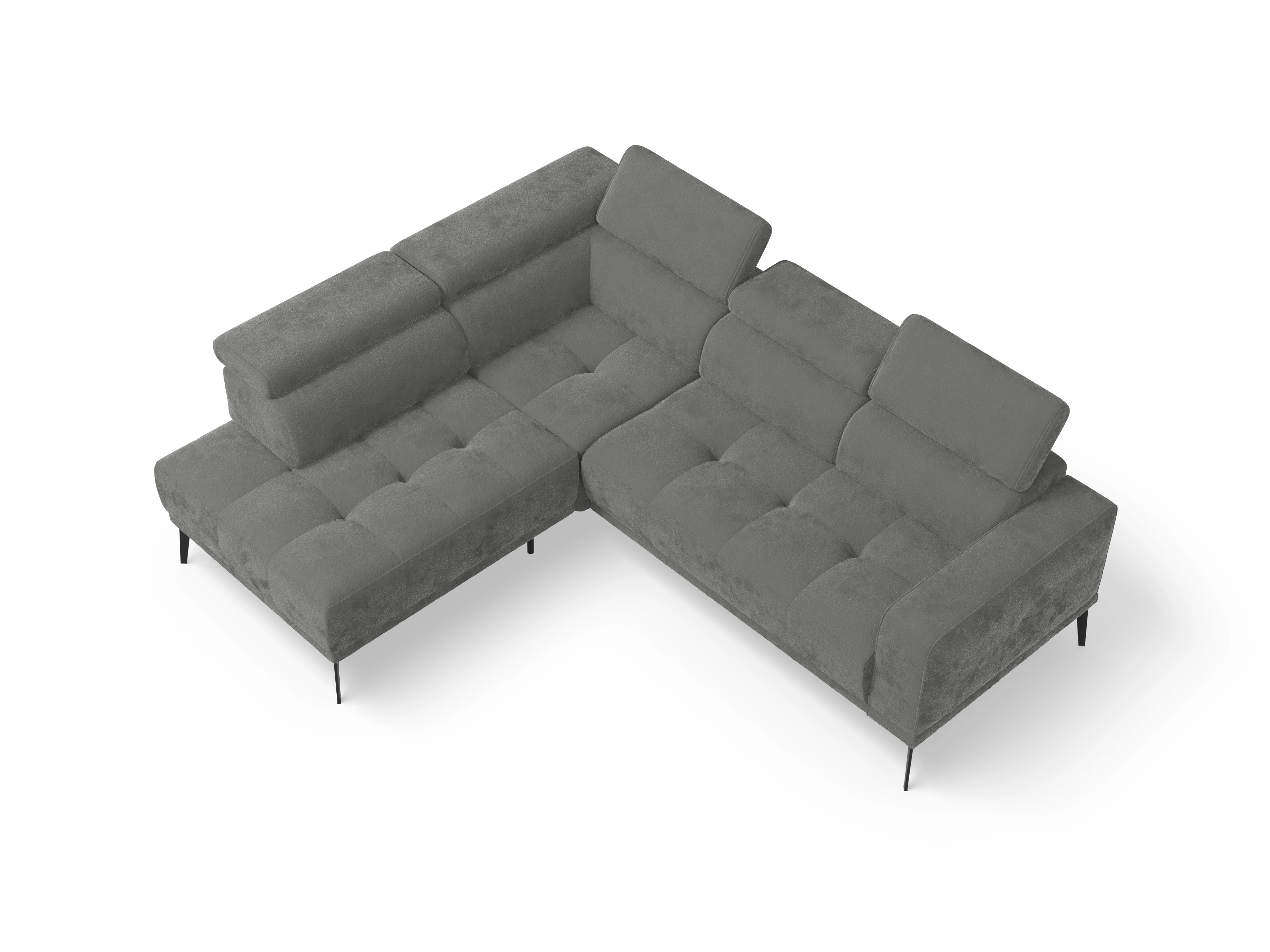 Marco Aho kl Small L Ansicht des Produktes Marco Ecksofa links Abschluss offen in Stoff Grau