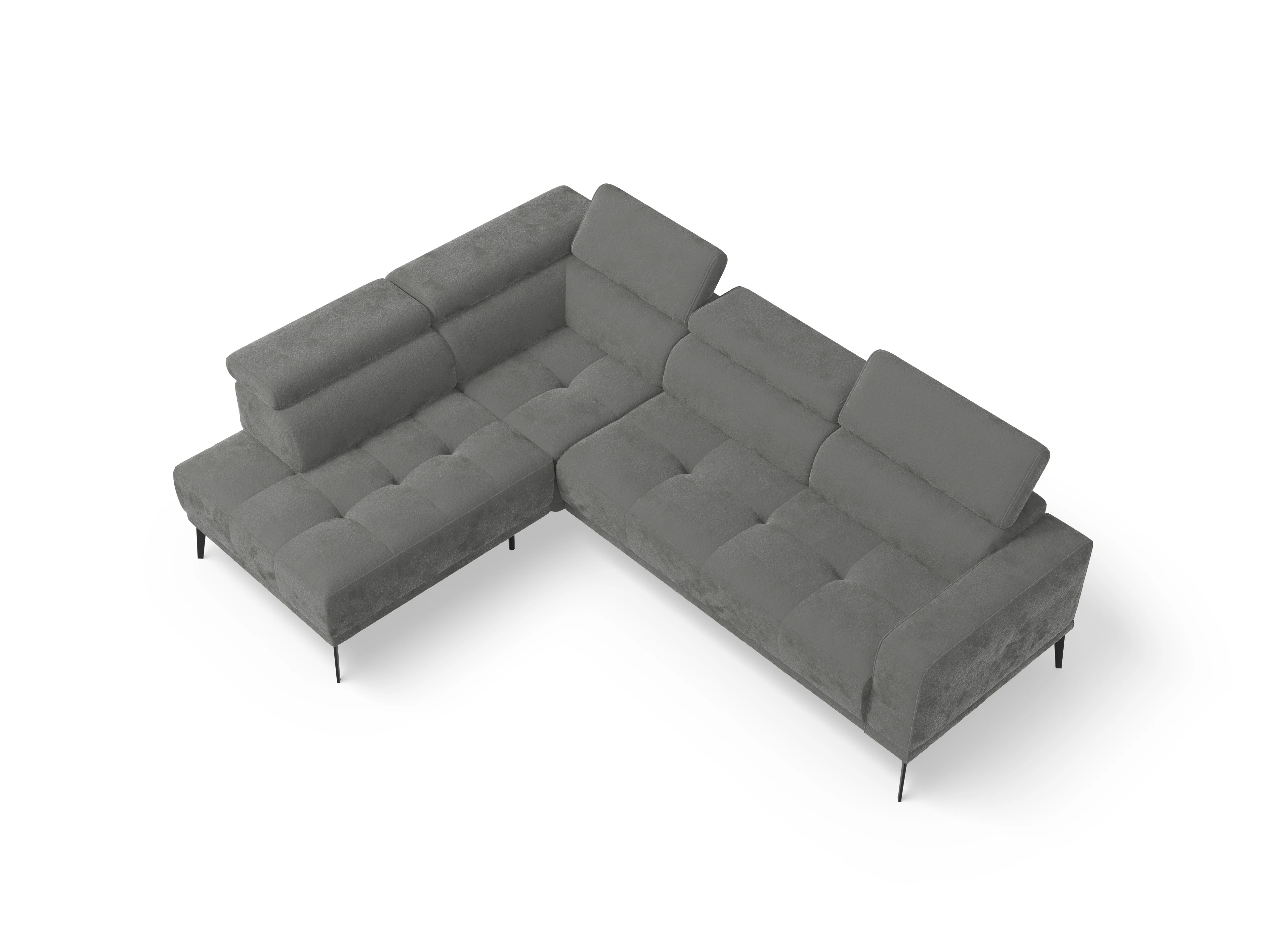 Ansicht des Produktes Marco Ecksofa links Abschluss offen in Stoff Grau