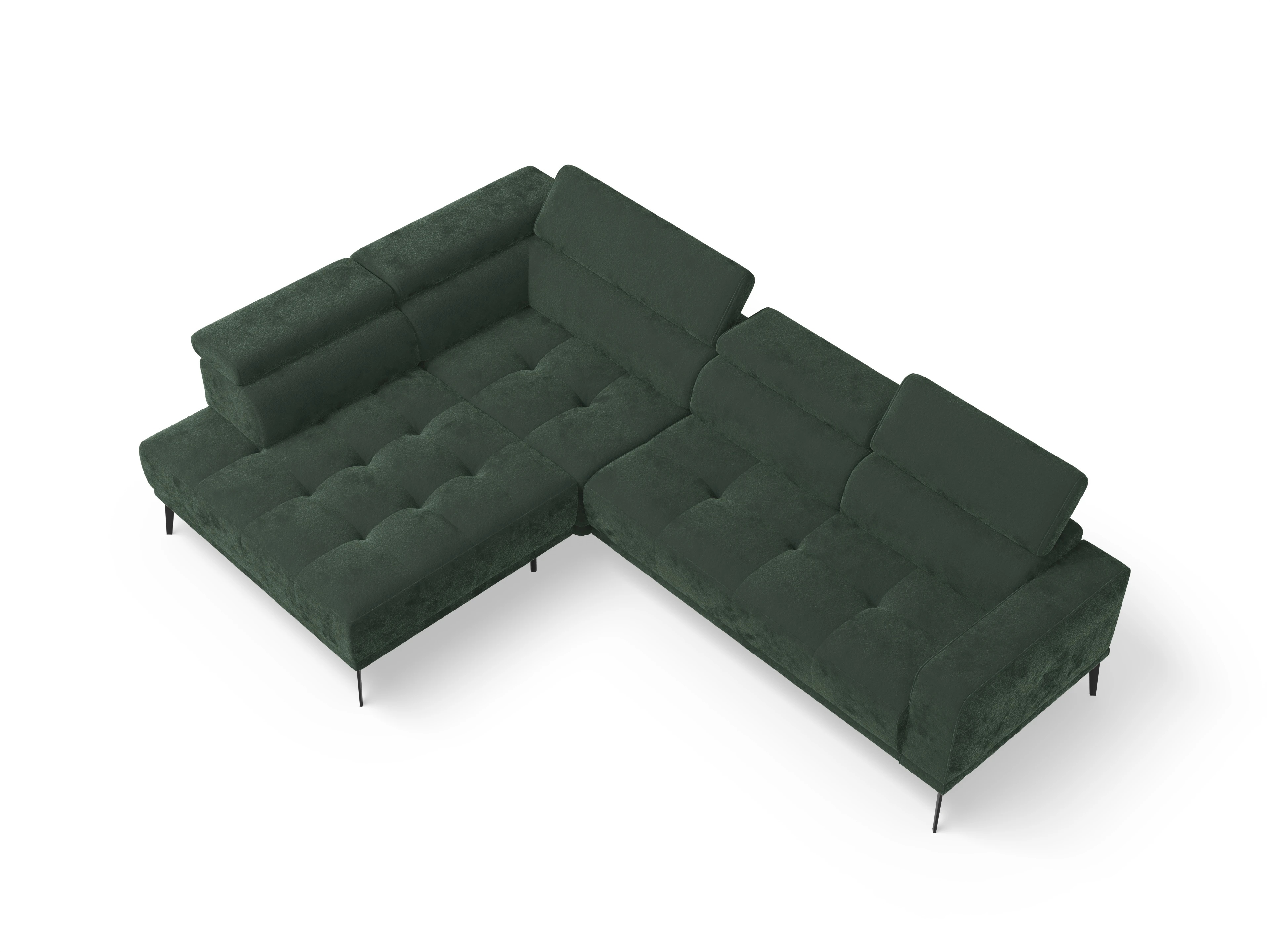 Marco Aho gr Medium L Ansicht des Produktes Marco Ecksofa links Abschluss offen in Stoff Grün