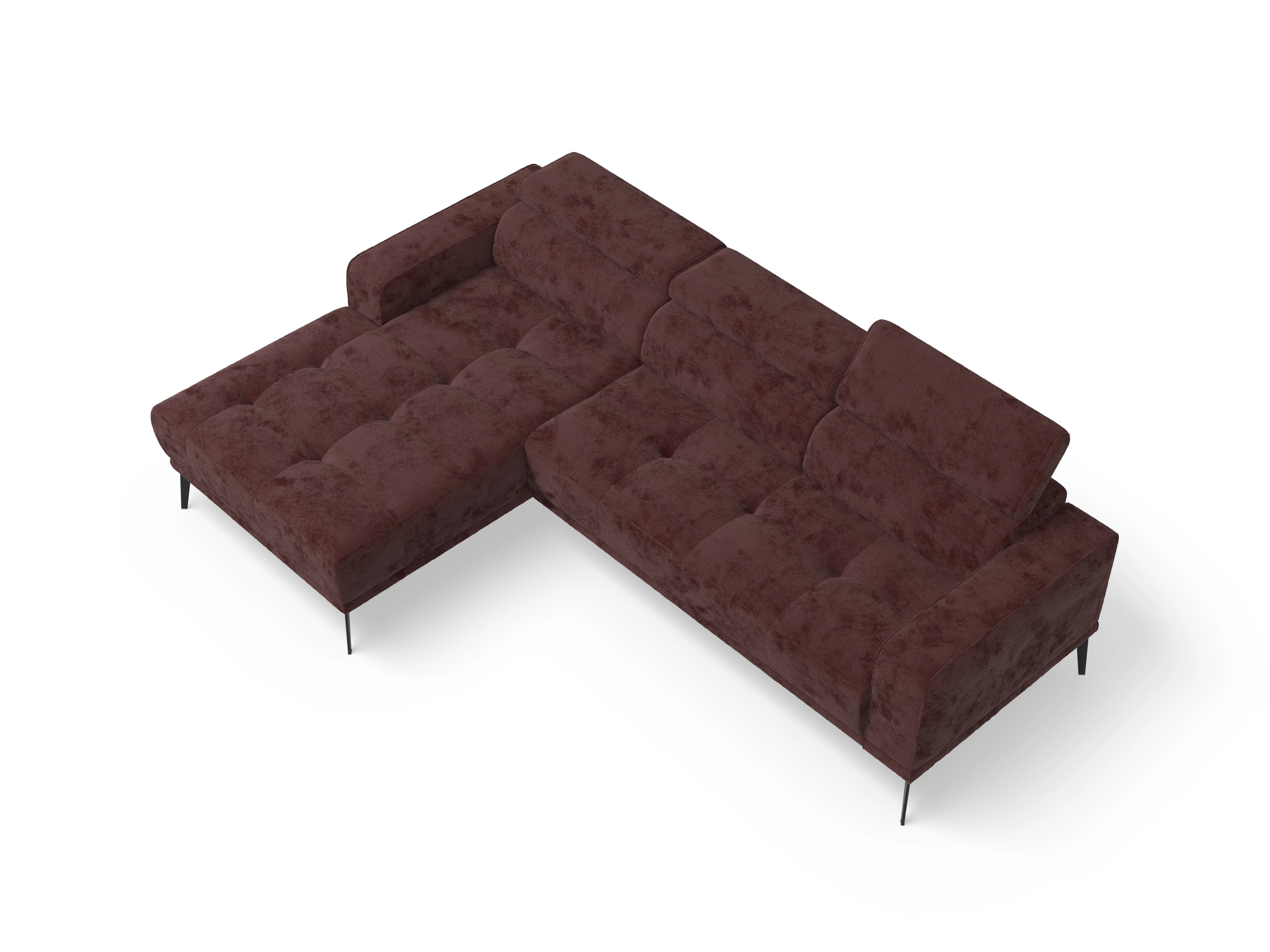 Ansicht des Produktes Marco Ecksofa links Abschluss offen in Stoff Rot