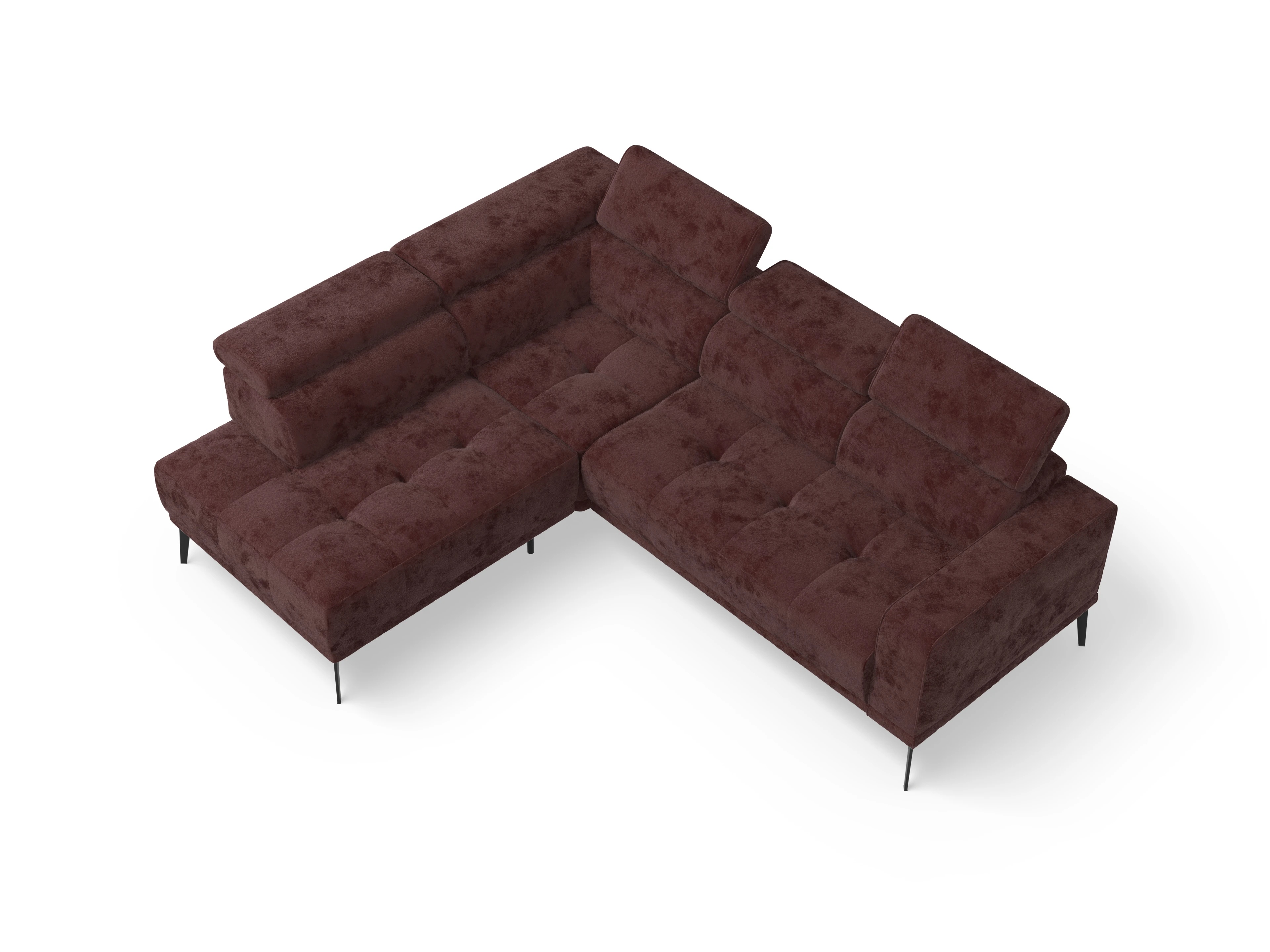 Ansicht des Produktes Marco Ecksofa links Abschluss offen in Stoff Rot