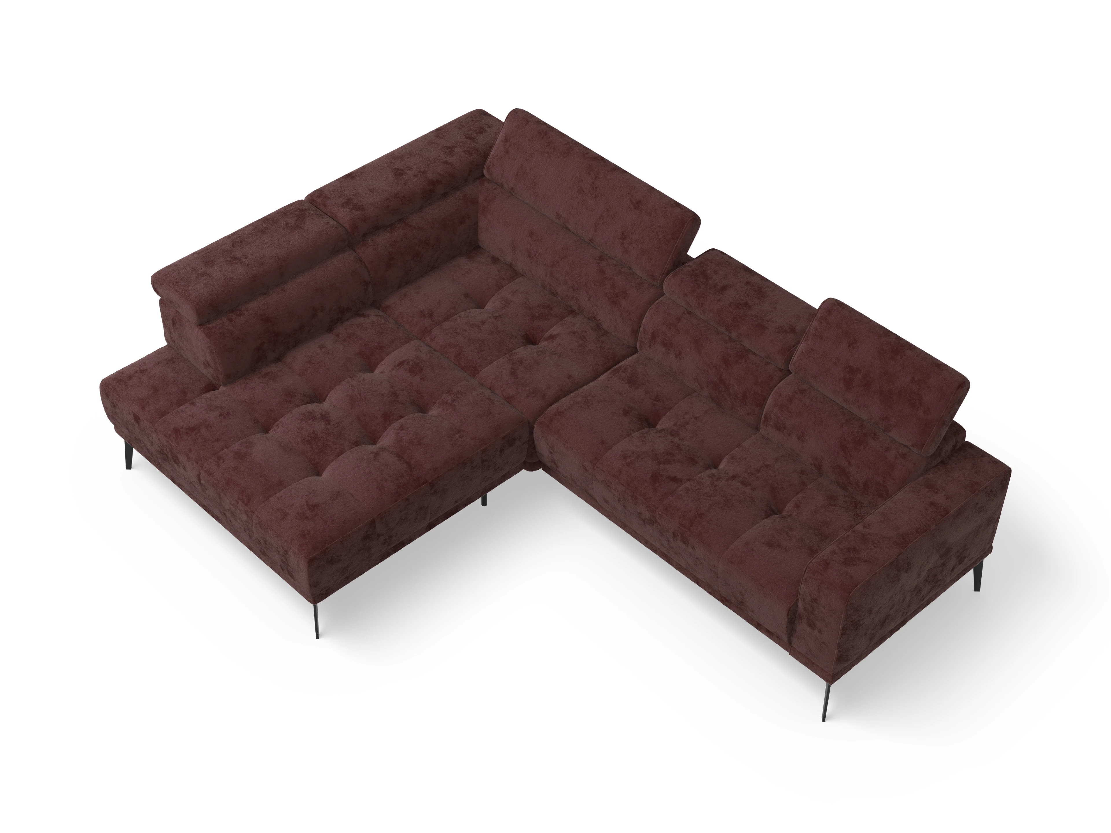 Ansicht des Produktes Marco Ecksofa links Abschluss offen in Stoff Rot