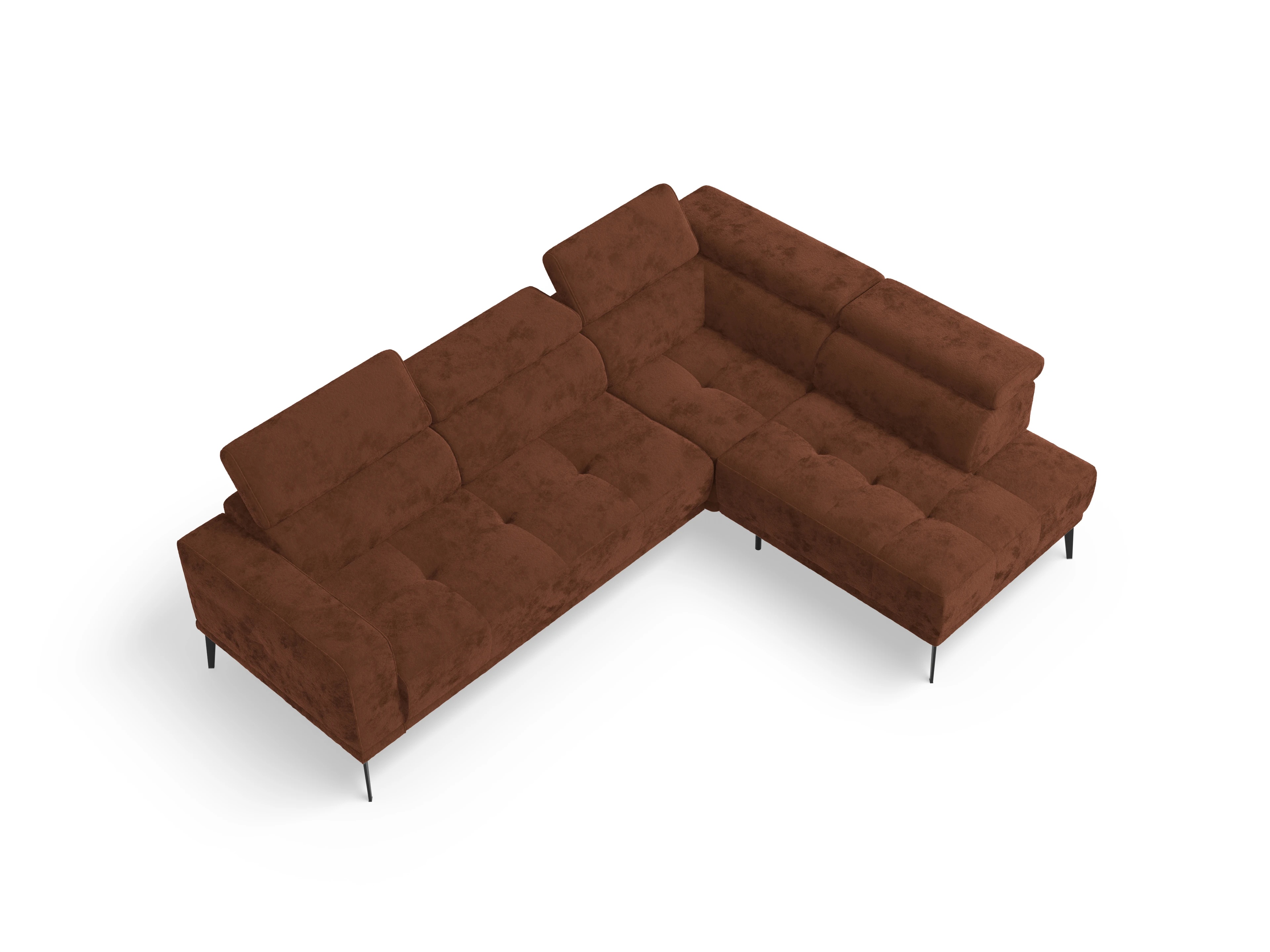 Marco Aho kl Medium R Ansicht des Produktes Marco Ecksofa rechts Abschluss offen in Stoff Rot