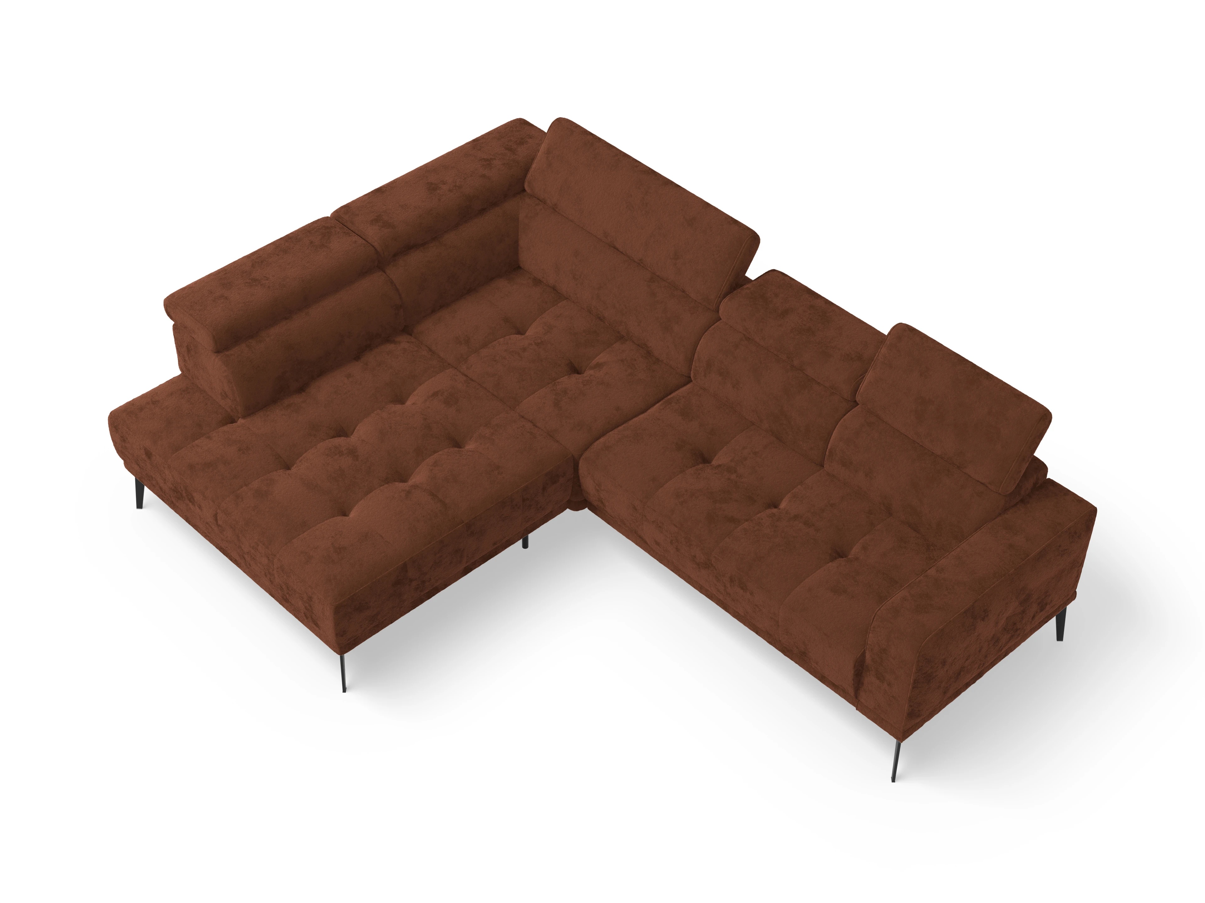 Ansicht des Produktes Marco Ecksofa links Abschluss offen in Stoff Rot