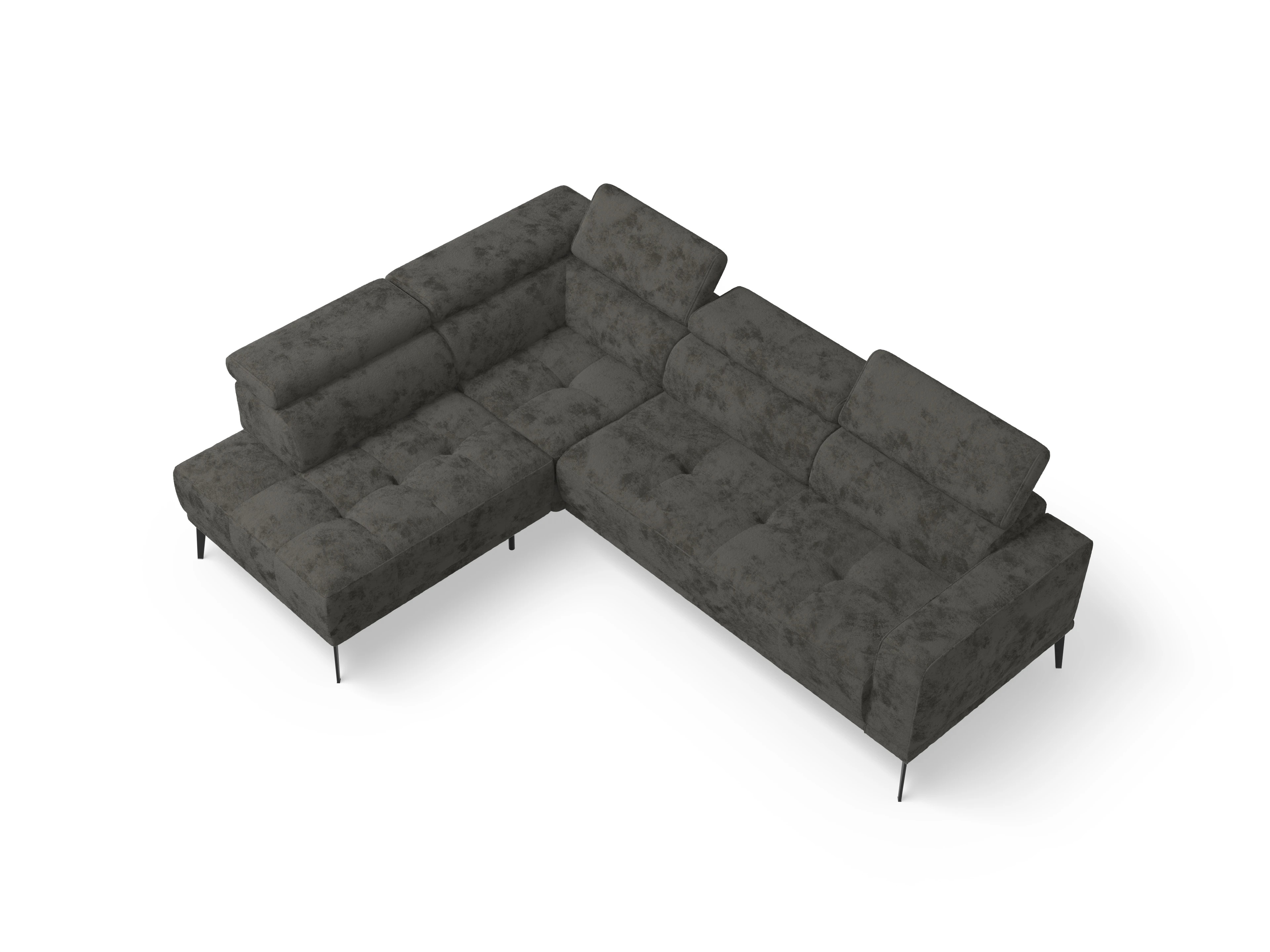 Ansicht des Produktes Marco Ecksofa links Abschluss offen in Stoff Braun