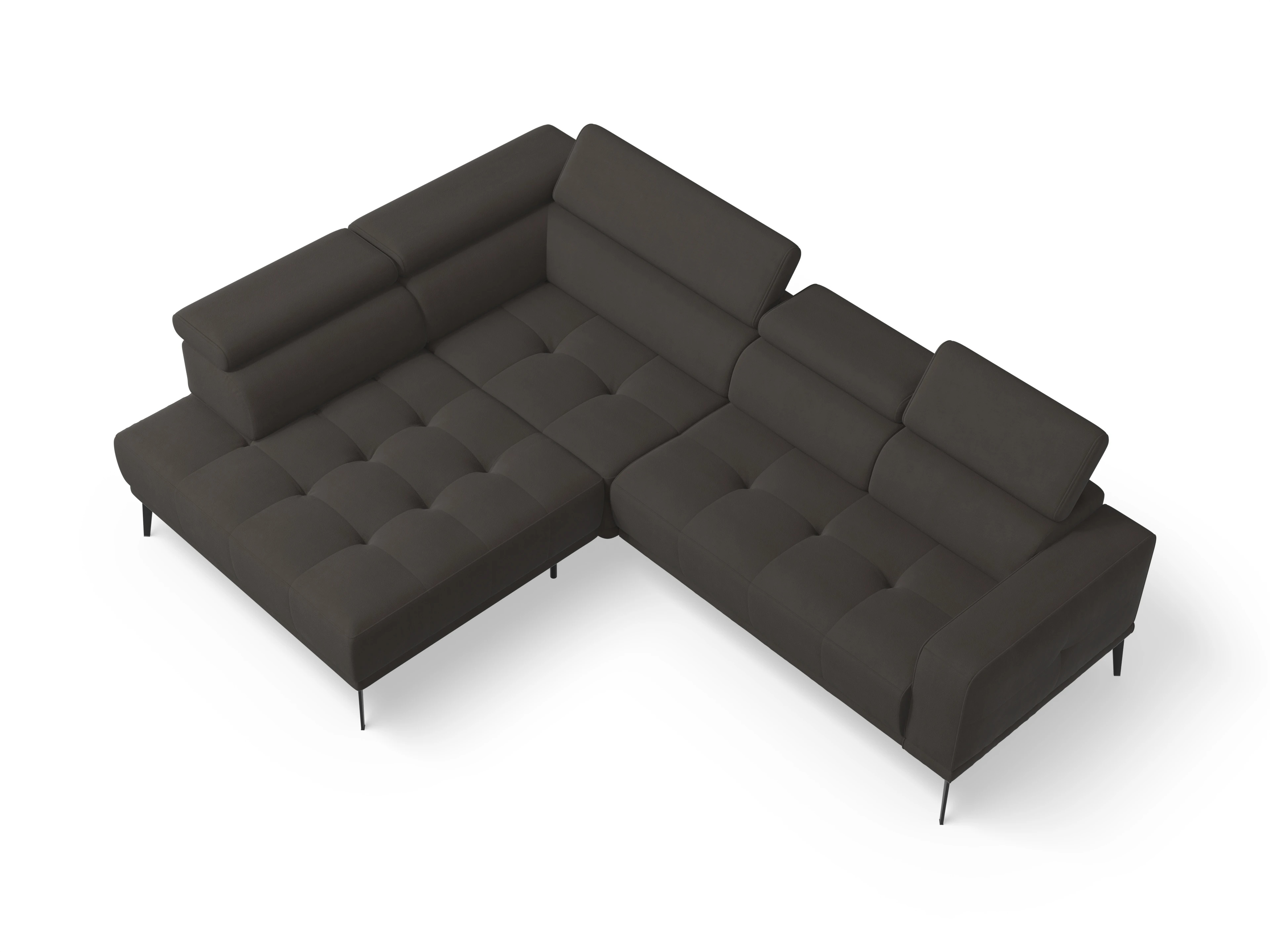 Ansicht des Produktes Marco Ecksofa links Abschluss offen in Stoff Braun