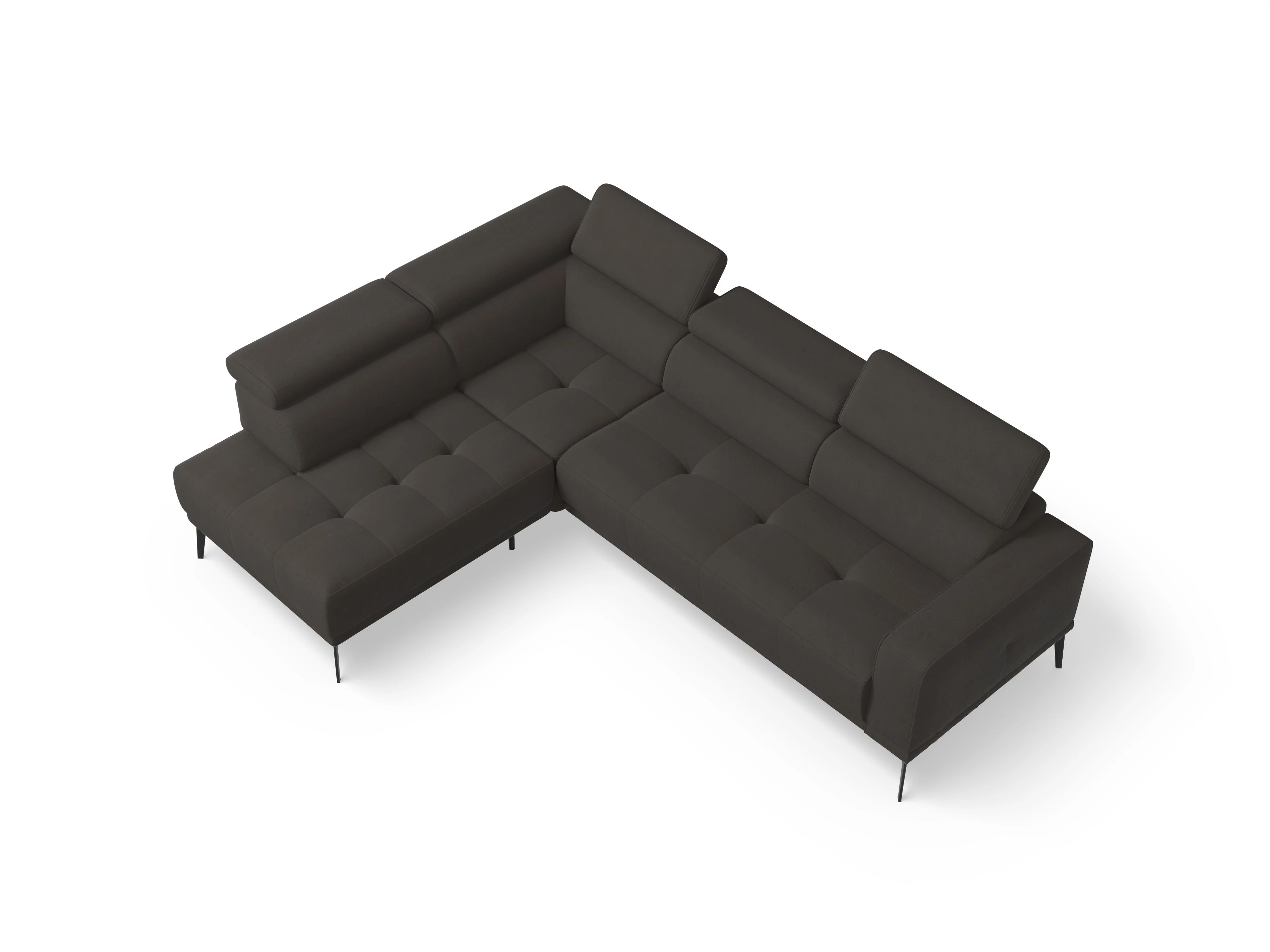 Ansicht des Produktes Marco Ecksofa links Abschluss offen in Stoff Braun