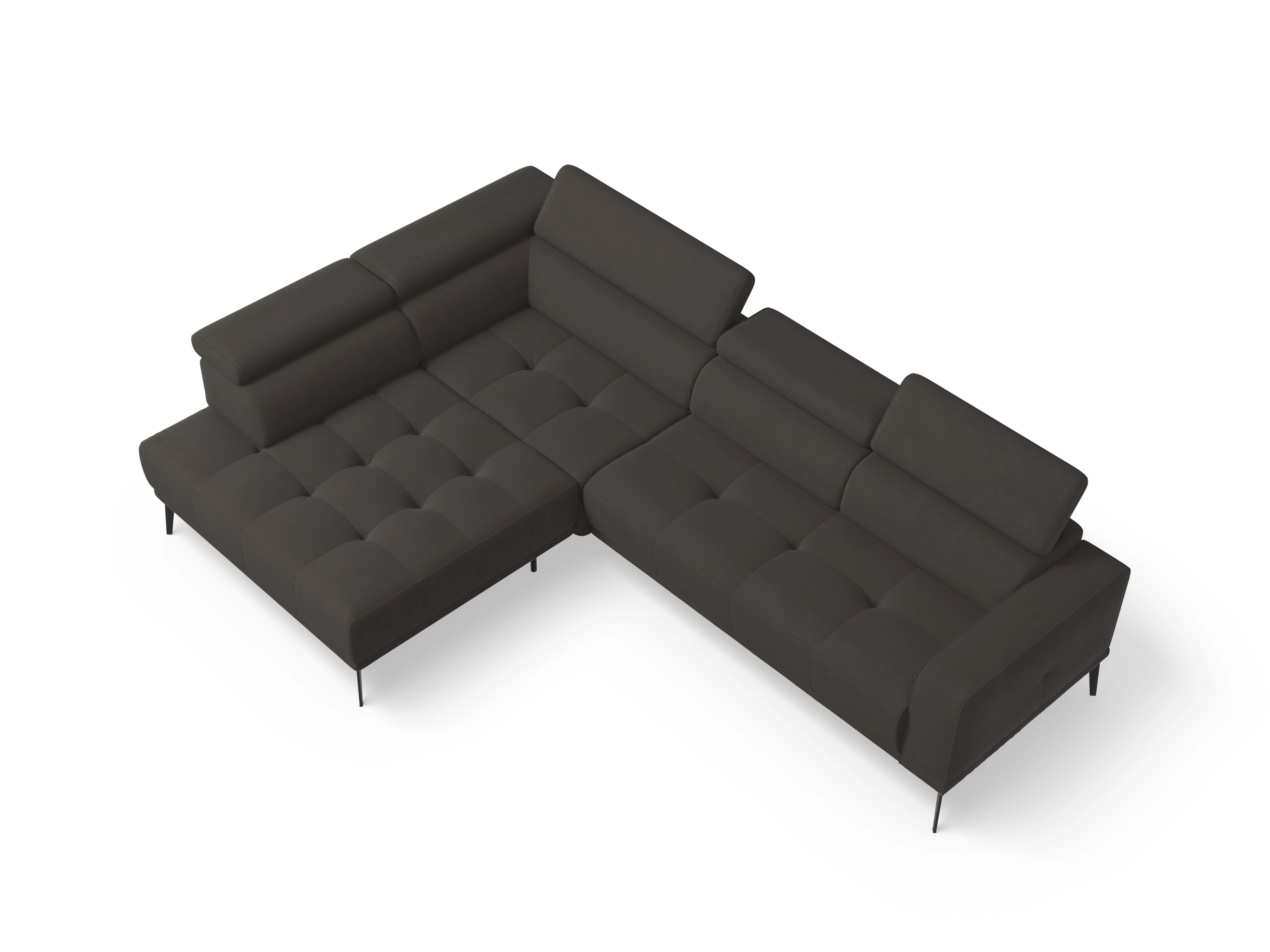 Ansicht des Produktes Marco Ecksofa links Abschluss offen in Stoff Braun