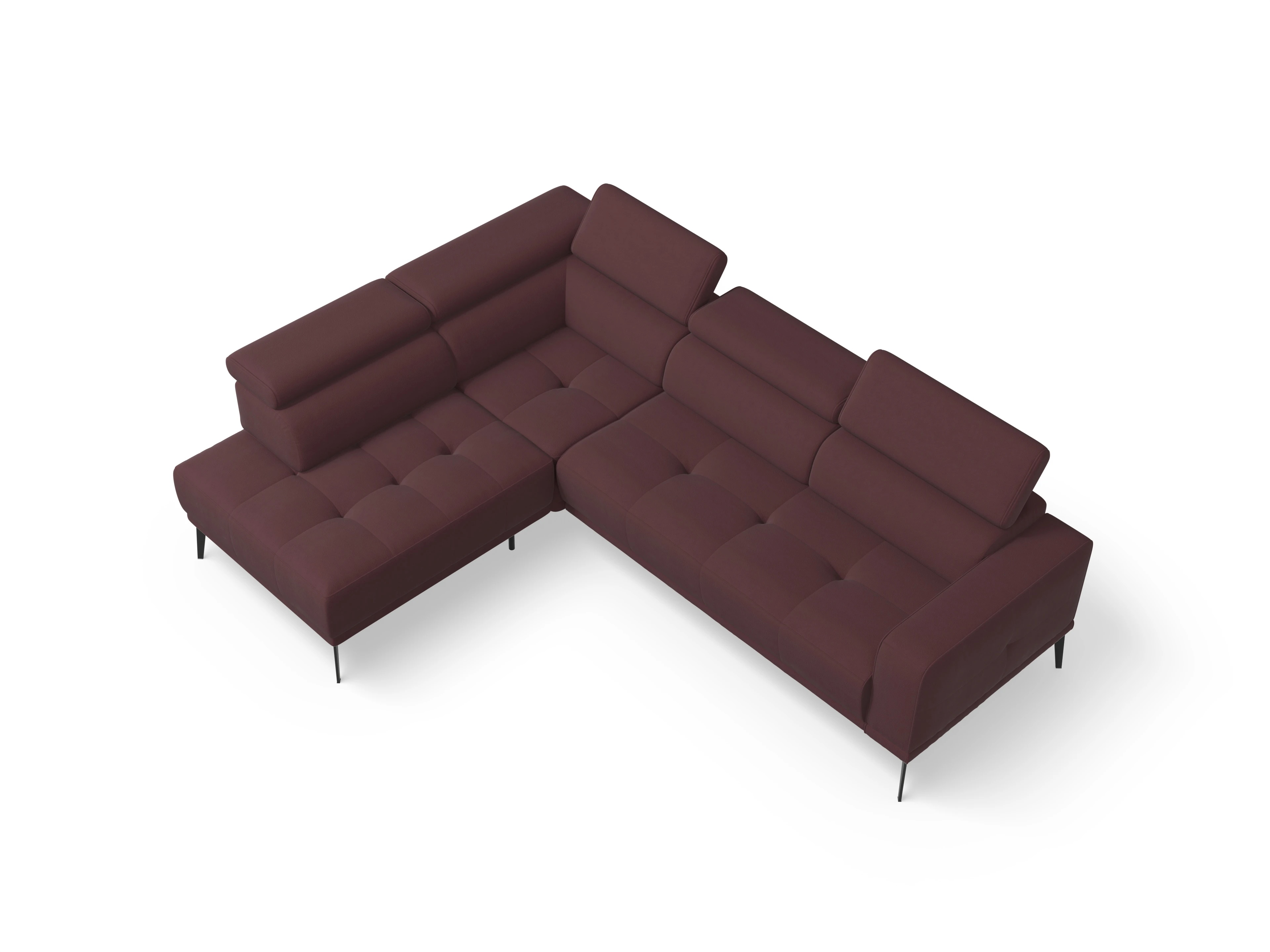 Marco Aho kl Medium L Ansicht des Produktes Marco Ecksofa links Abschluss offen in Stoff Rot