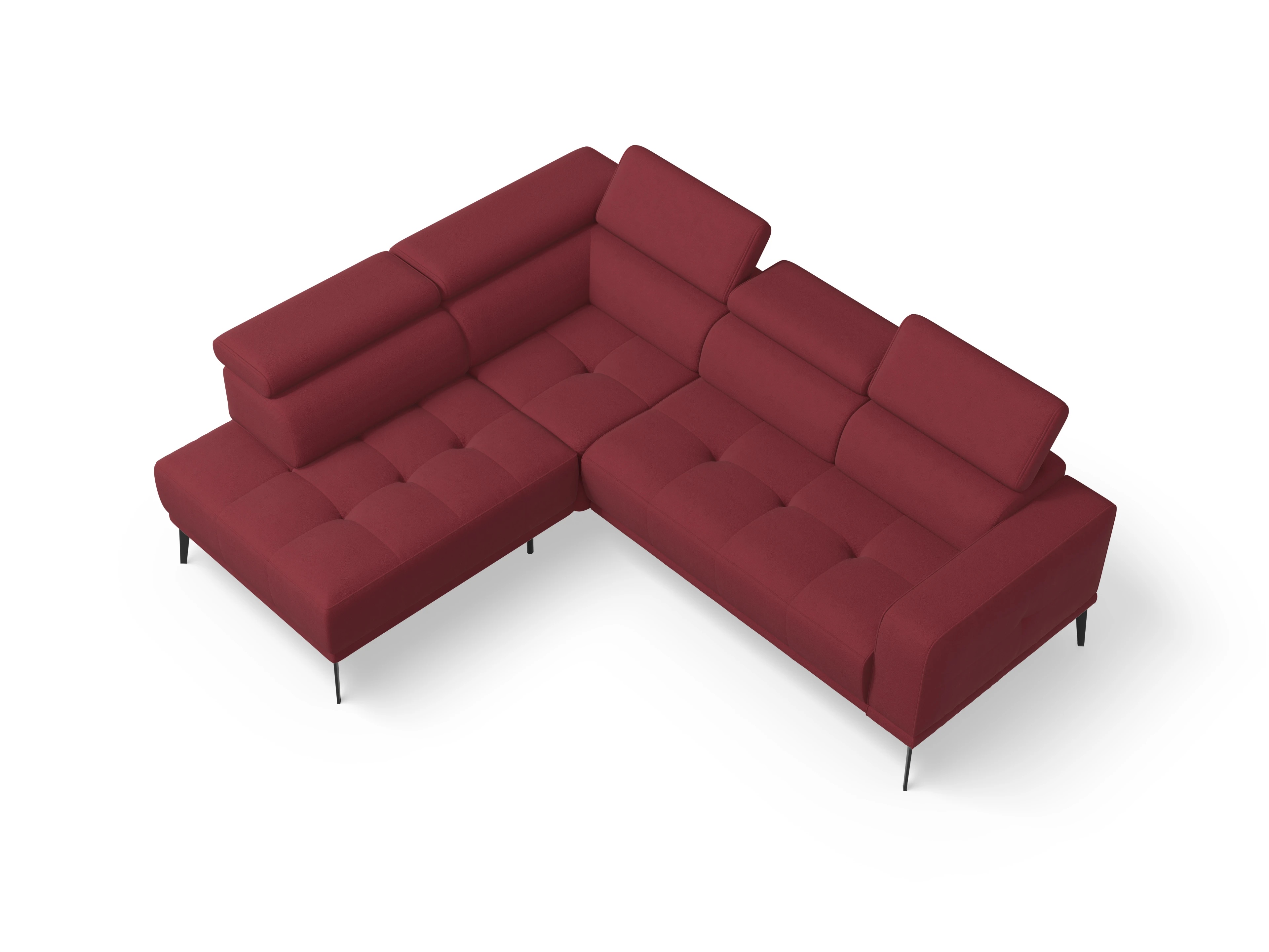 Ansicht des Produktes Marco Ecksofa links Abschluss offen in Stoff Rot