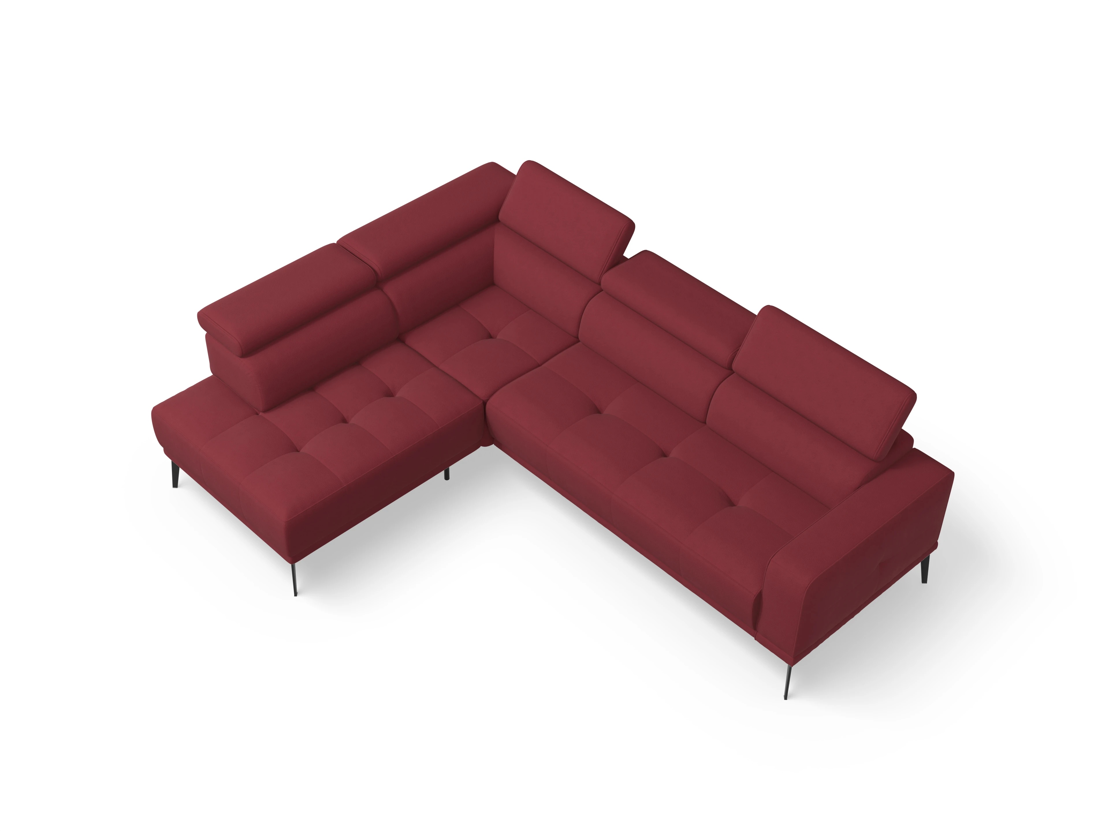 Ansicht des Produktes Marco Ecksofa links Abschluss offen in Stoff Rot