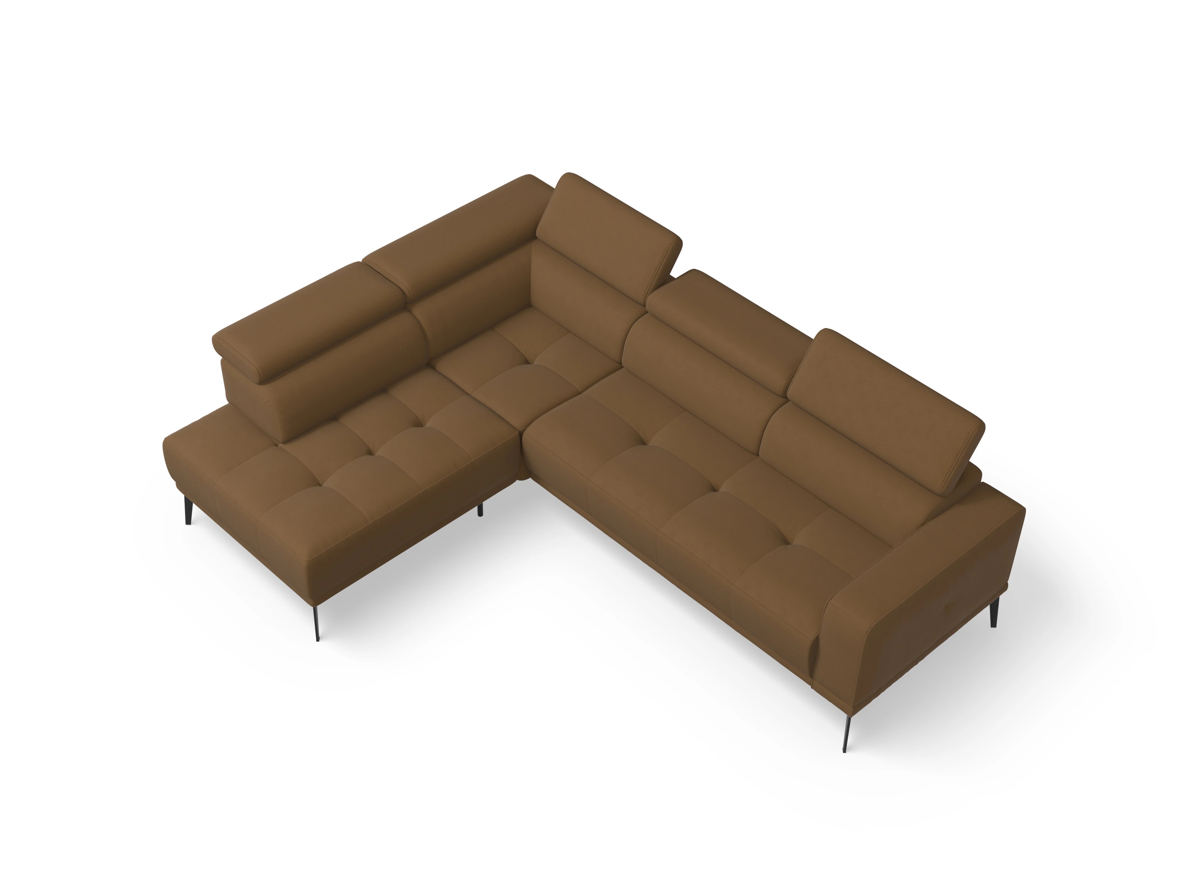 Ansicht des Produktes Marco Ecksofa links Abschluss offen in Stoff Gelb