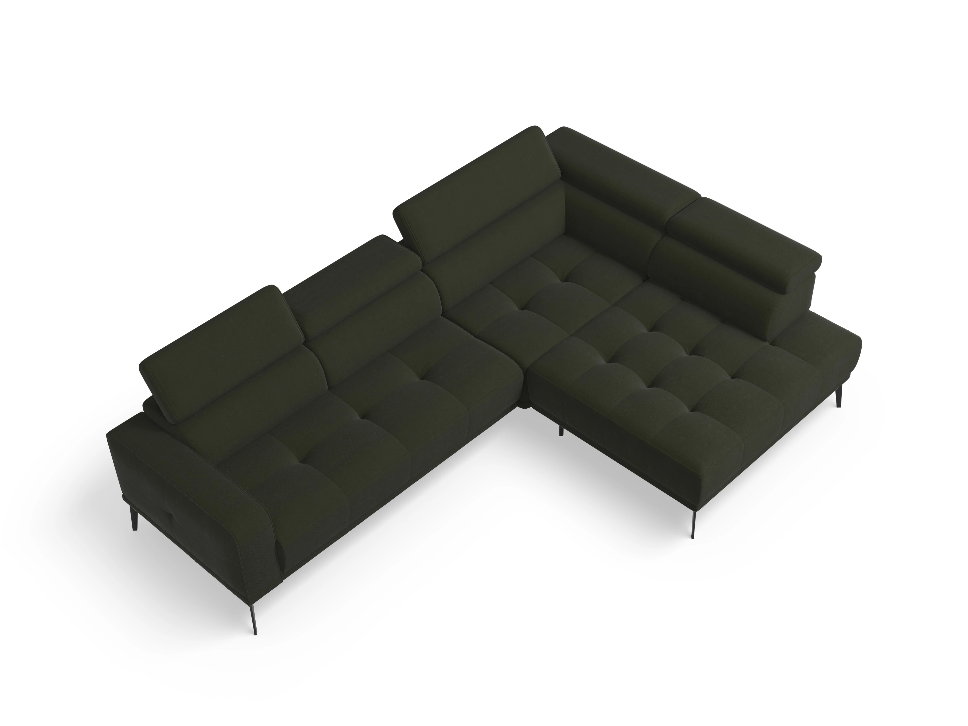 Marco Aho gr Medium R (mit Funktionen) Ansicht des Produktes Marco Ecksofa rechts Abschluss offen in Stoff Grün
