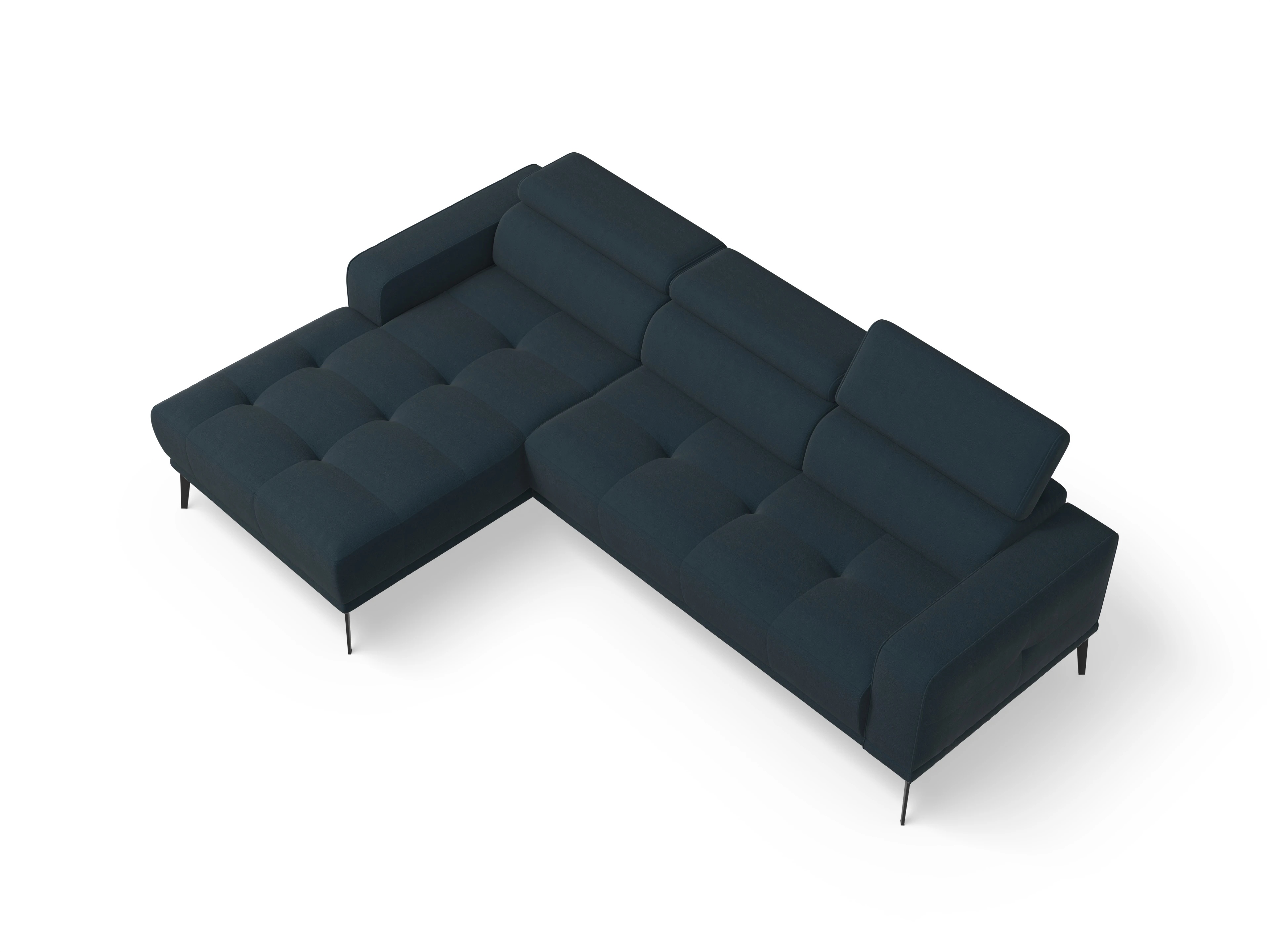 Marco LO Medium L Ansicht des Produktes Marco Ecksofa links Abschluss offen in Stoff Blau