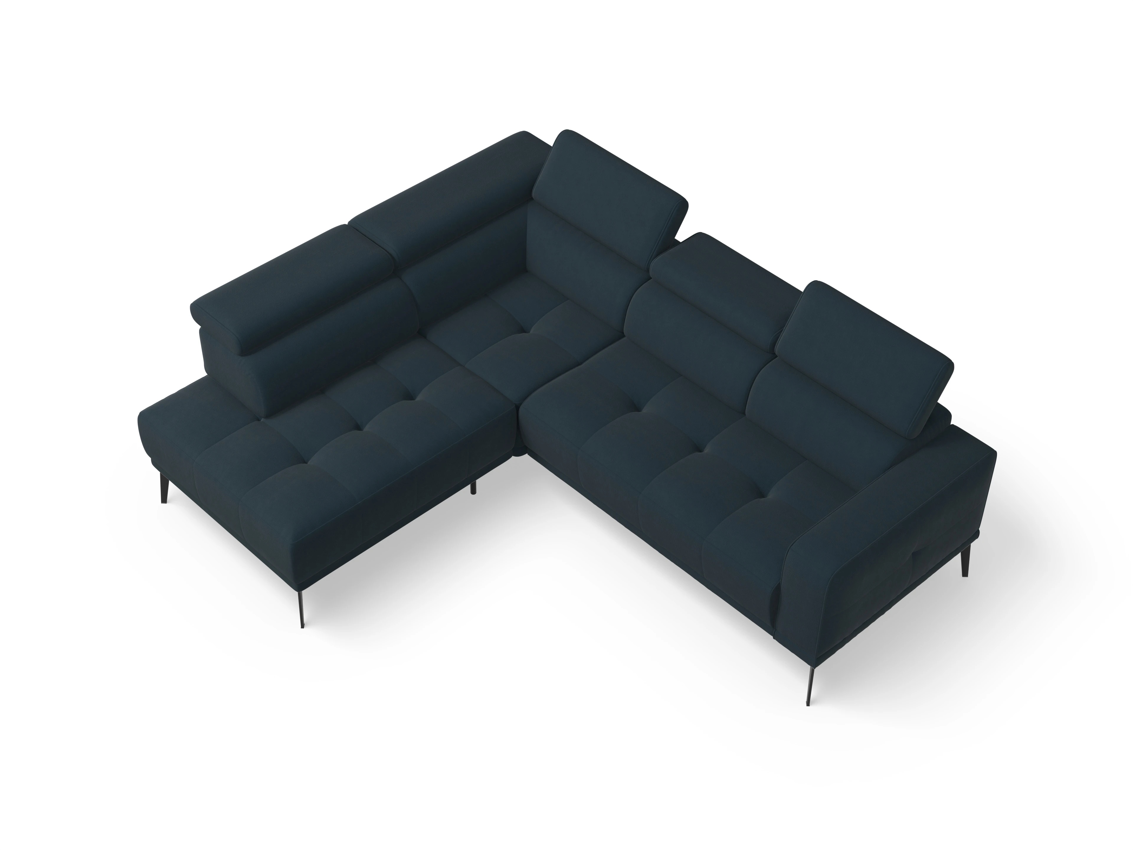 Ansicht des Produktes Marco Ecksofa links Abschluss offen in Stoff Blau
