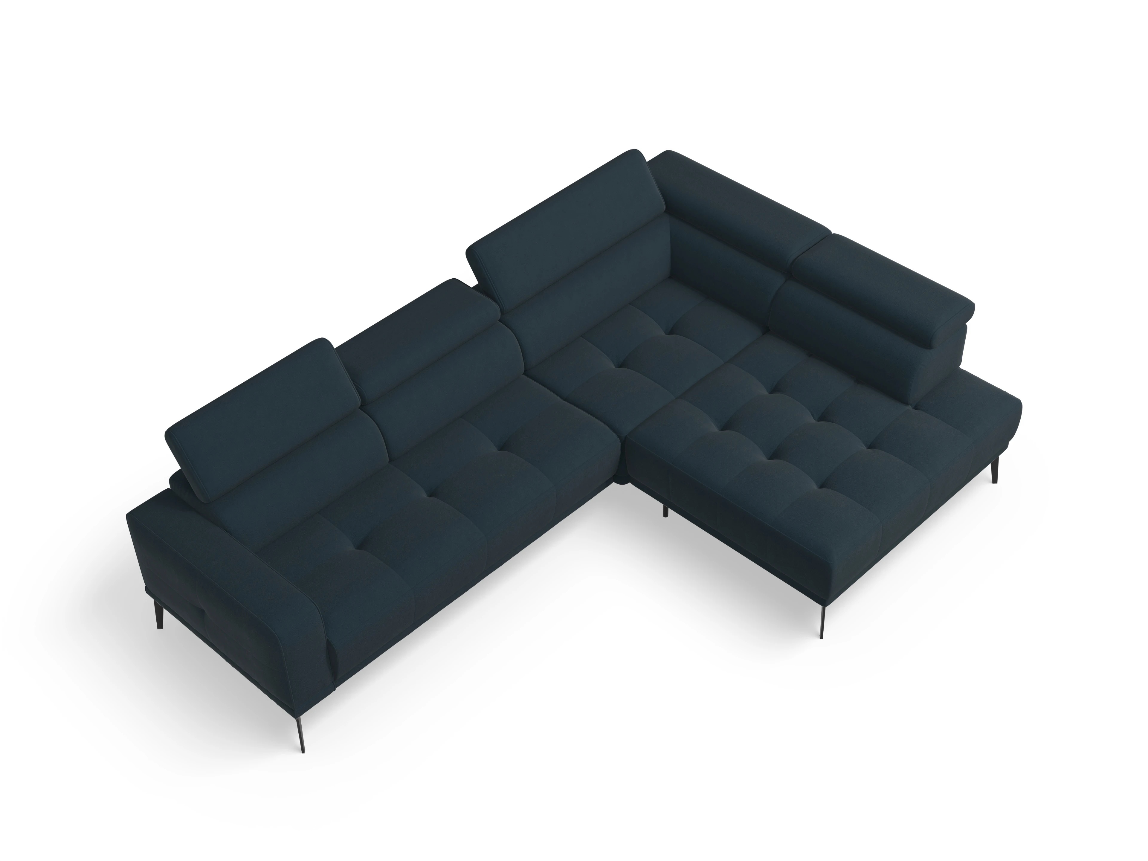 Marco Aho gr Medium R (mit Funktionen) Ansicht des Produktes Marco Ecksofa rechts Abschluss offen in Stoff Blau