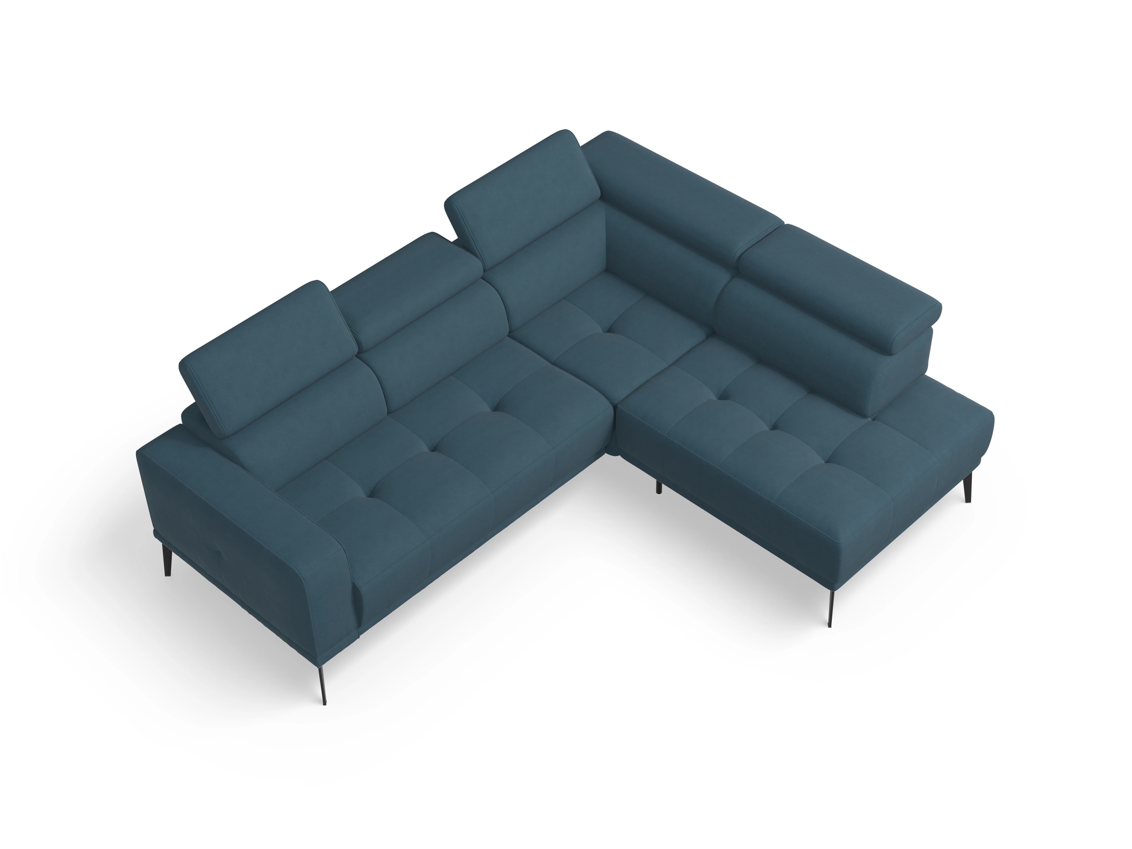 Marco Aho kl Small R Ansicht des Produktes Marco Ecksofa rechts Abschluss offen in Stoff Blau