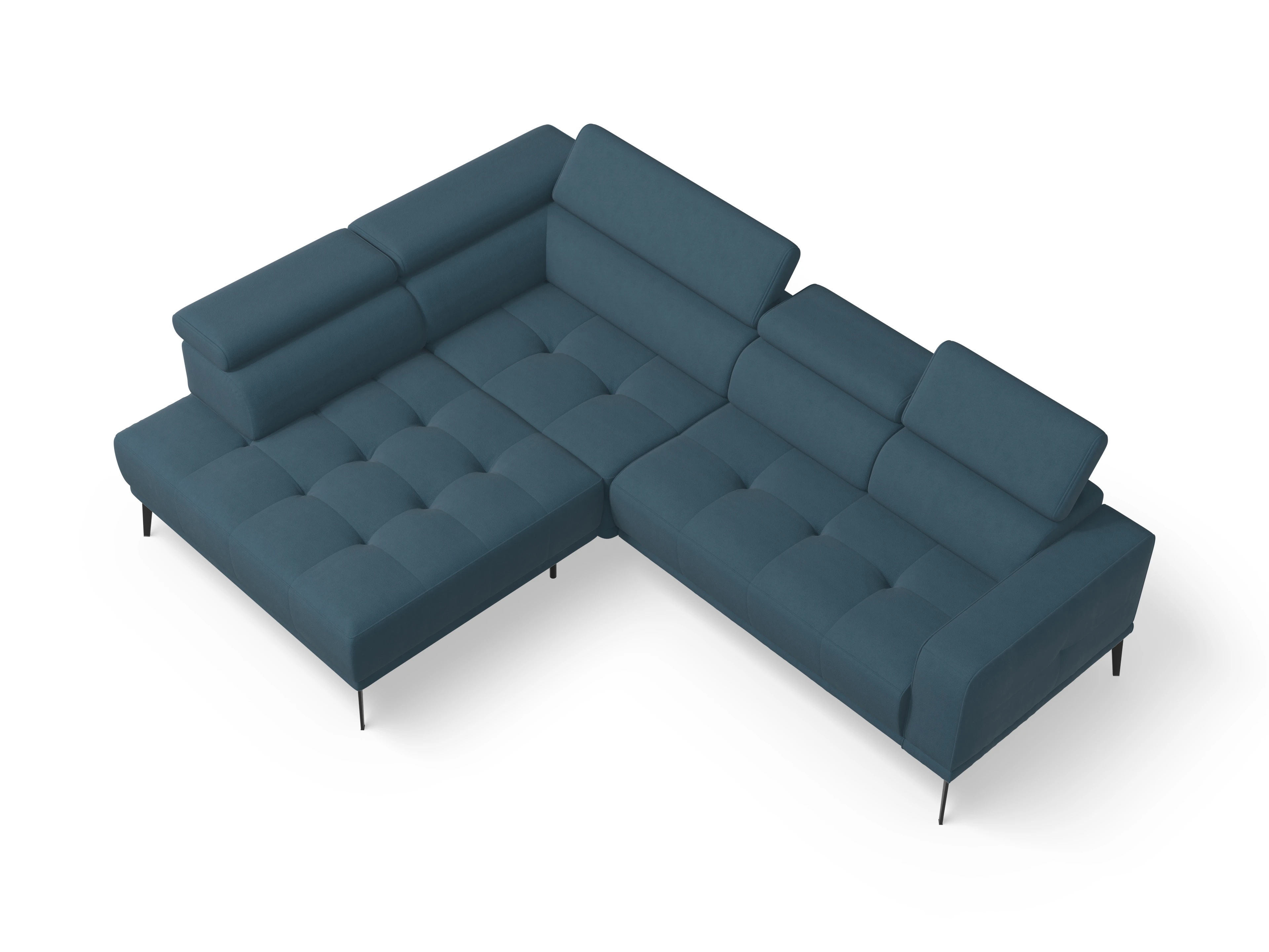 Ansicht des Produktes Marco Ecksofa links Abschluss offen in Stoff Blau