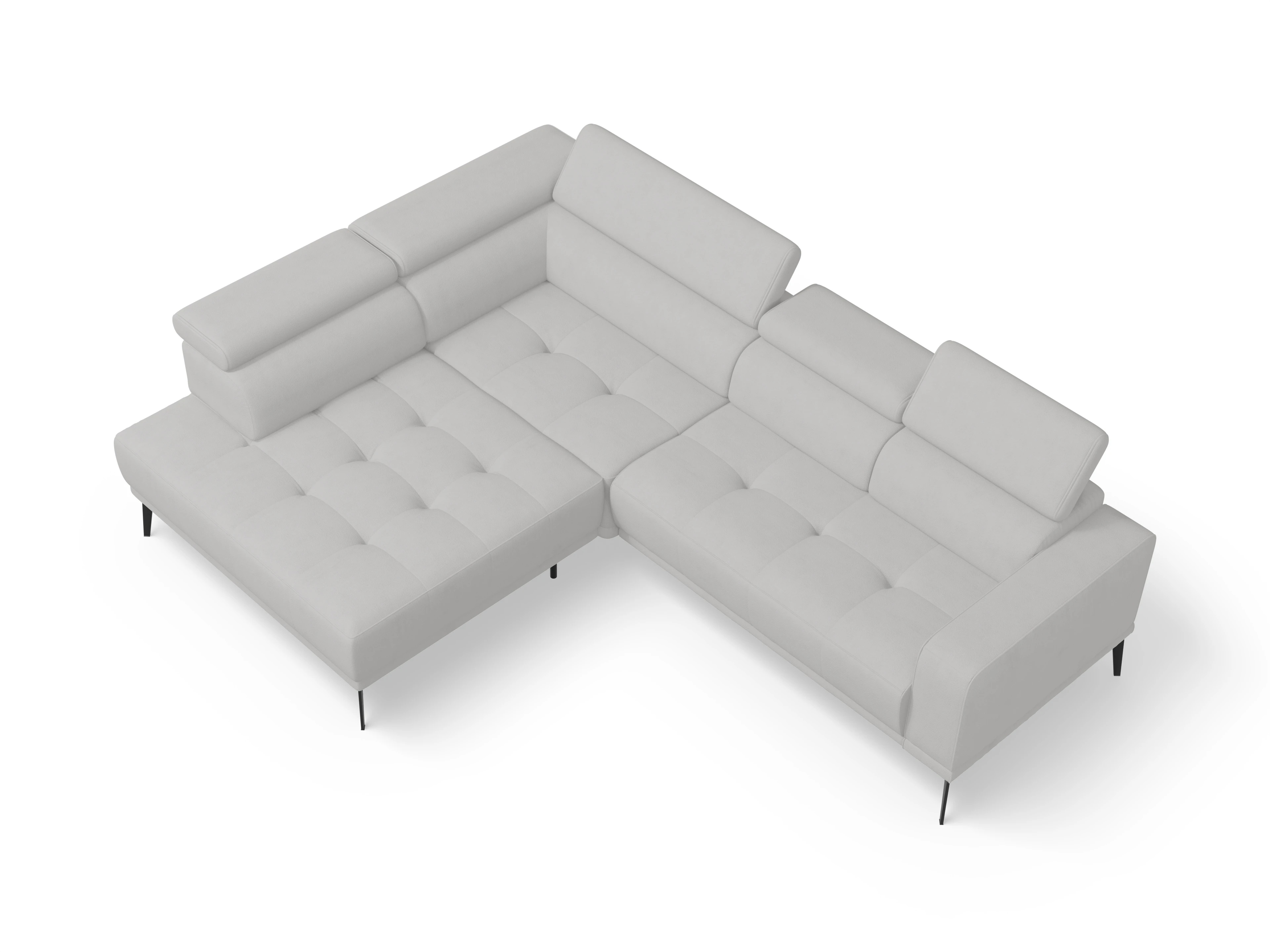 Ansicht des Produktes Marco Ecksofa links Abschluss offen in Stoff Grau