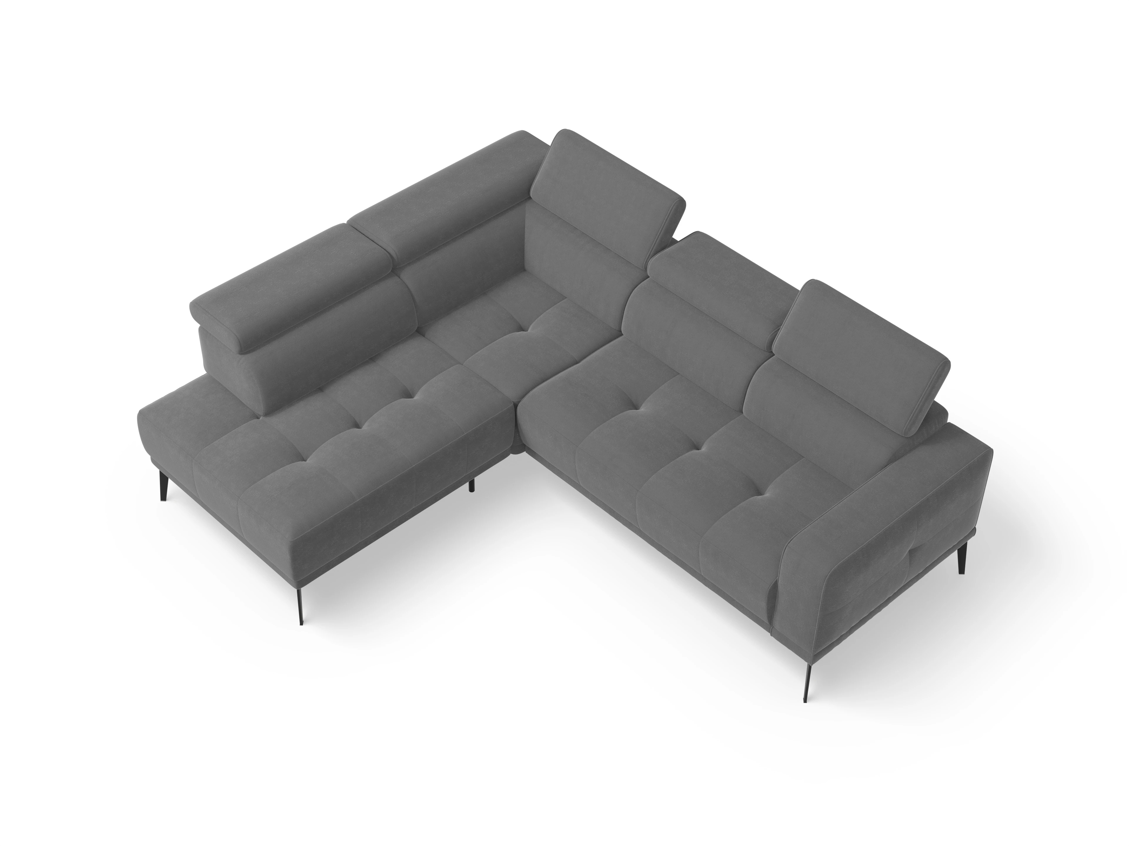 Marco Aho kl Small L Ansicht des Produktes Marco Ecksofa links Abschluss offen in Stoff Grau