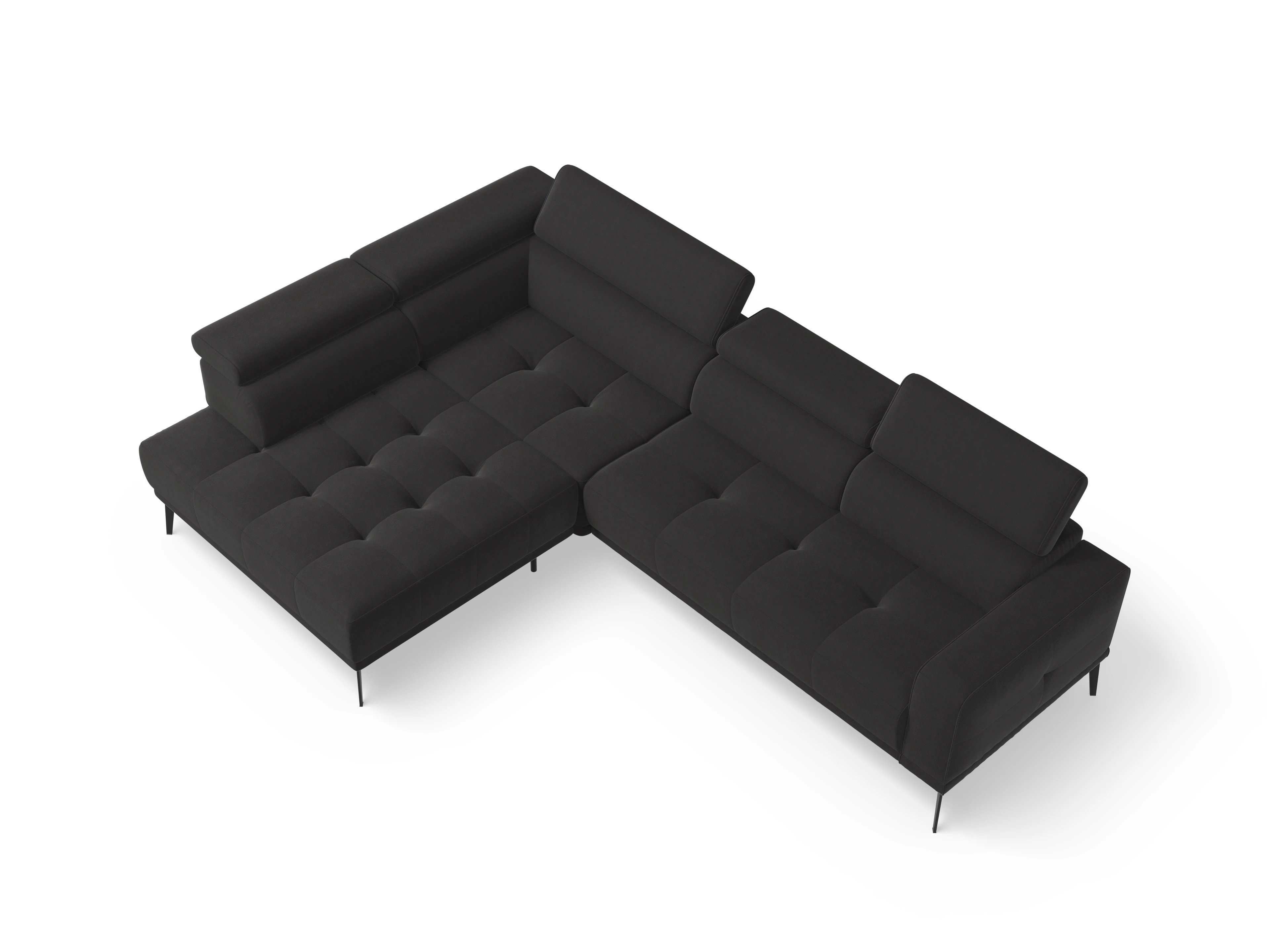Marco Aho gr Medium L (mit Funktionen) Ansicht des Produktes Marco Ecksofa links Abschluss offen in Stoff Grau