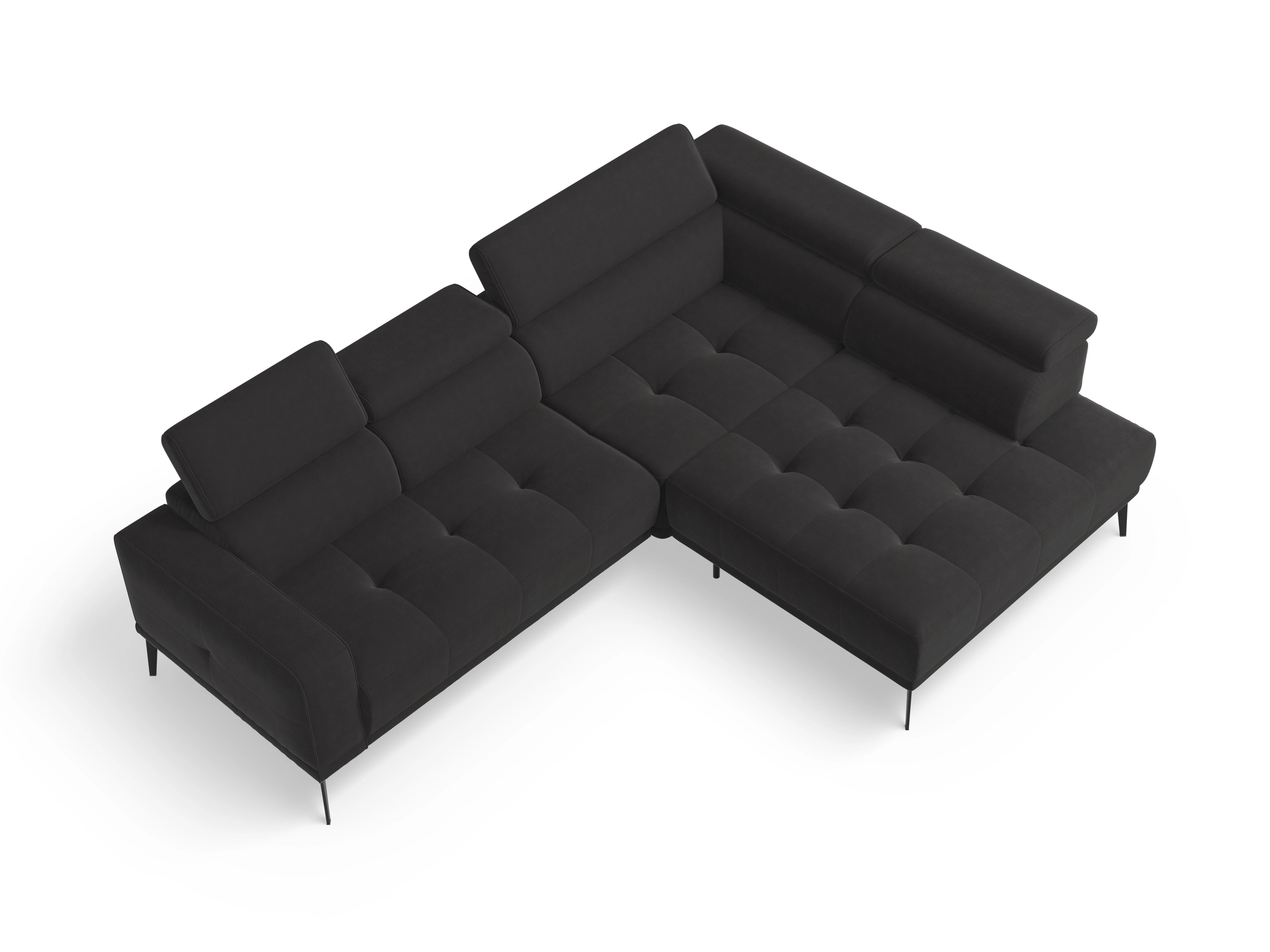Marco Aho gr Small R (mit Funktionen) Ansicht des Produktes Marco Ecksofa rechts Abschluss offen in Stoff Grau