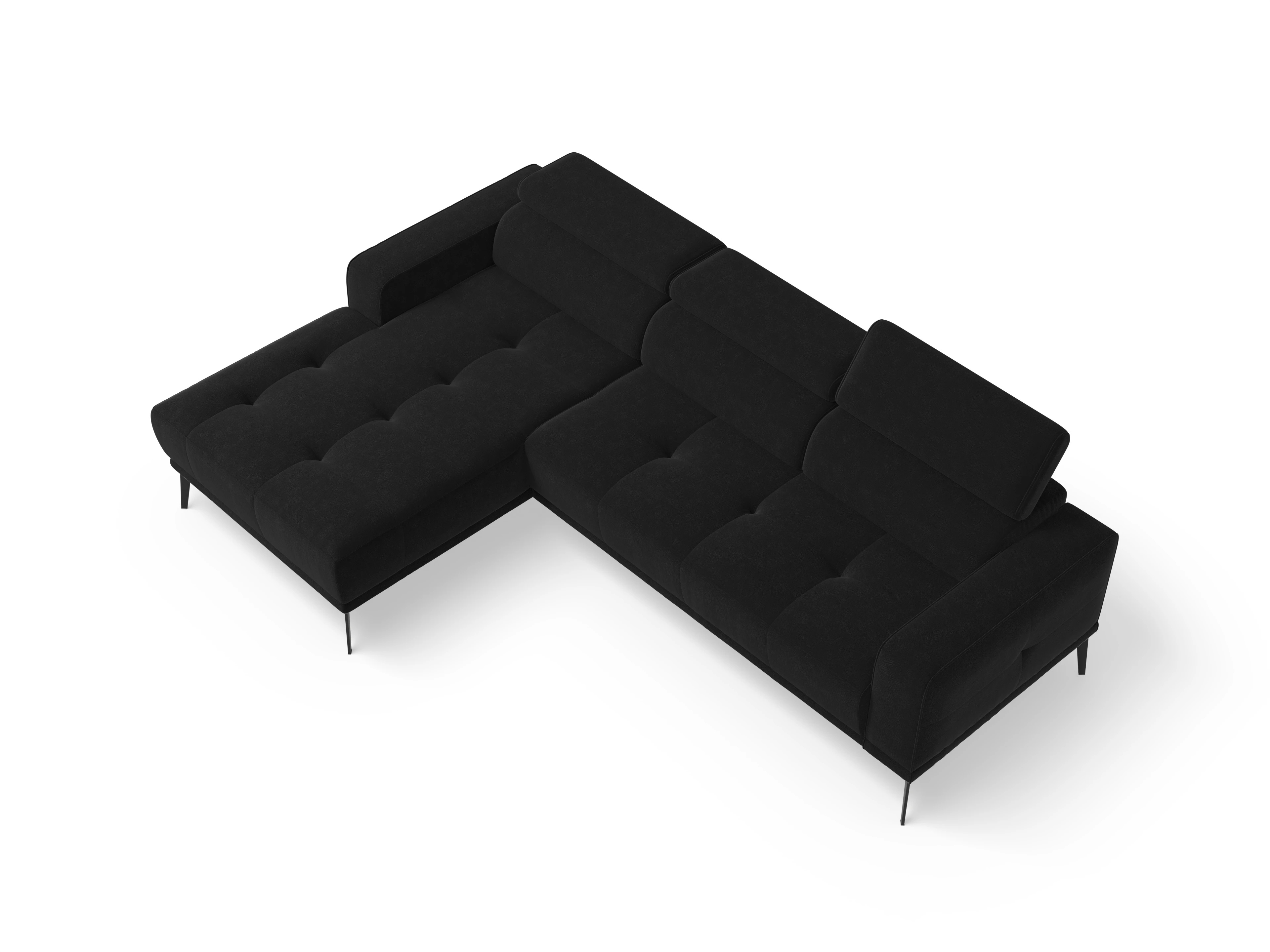Marco LO Medium L Ansicht des Produktes Marco Ecksofa links Abschluss offen in Stoff Schwarz