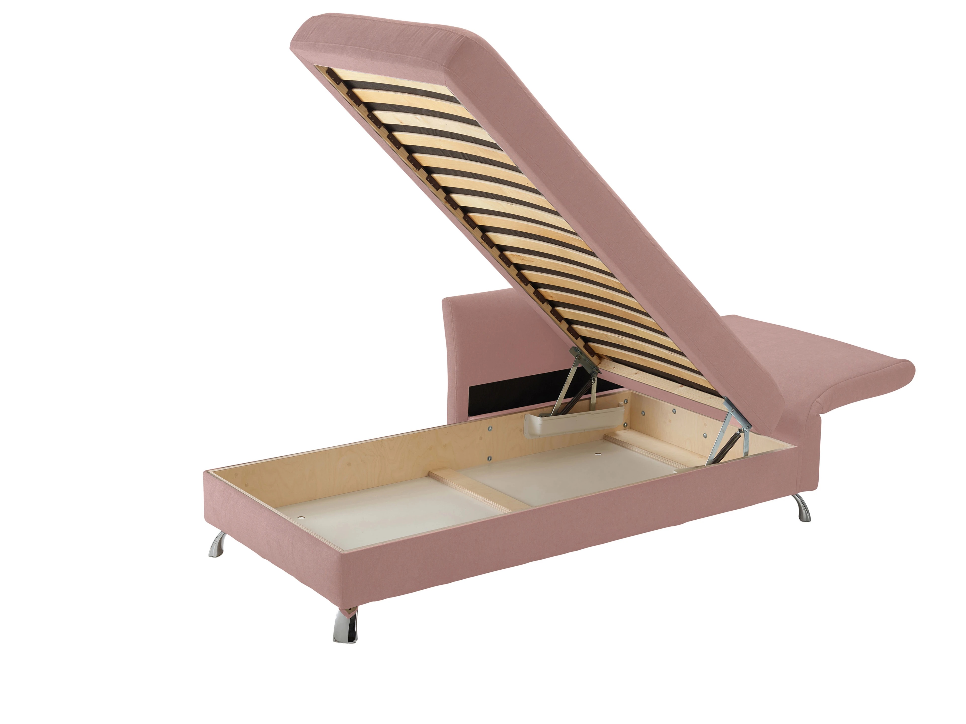 Ansicht des Produktes Easy Ottomane mit Bettkasten in Stoff Rosa