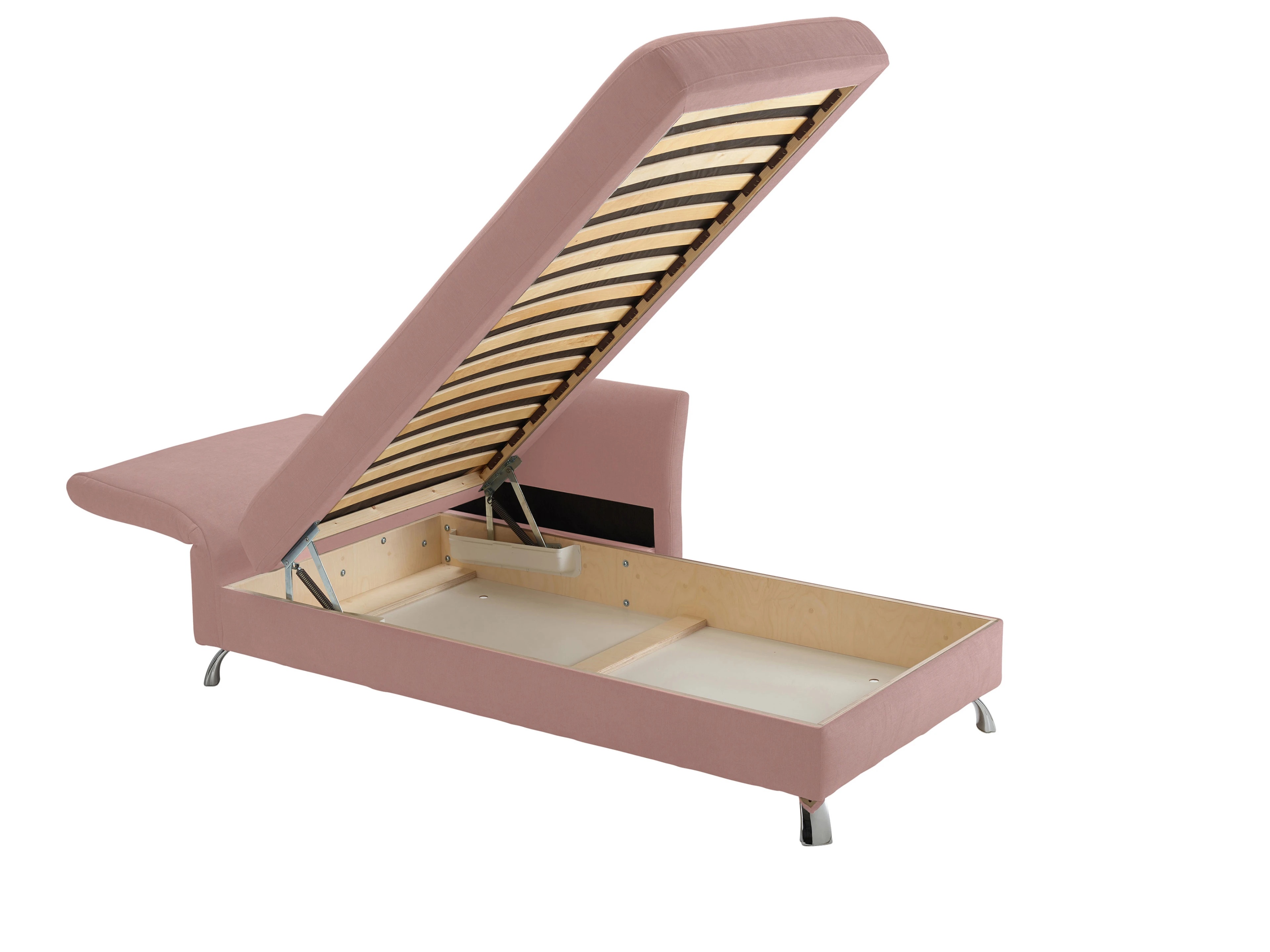 Ansicht des Produktes Easy Ottomane mit Bettkasten in Stoff Rosa