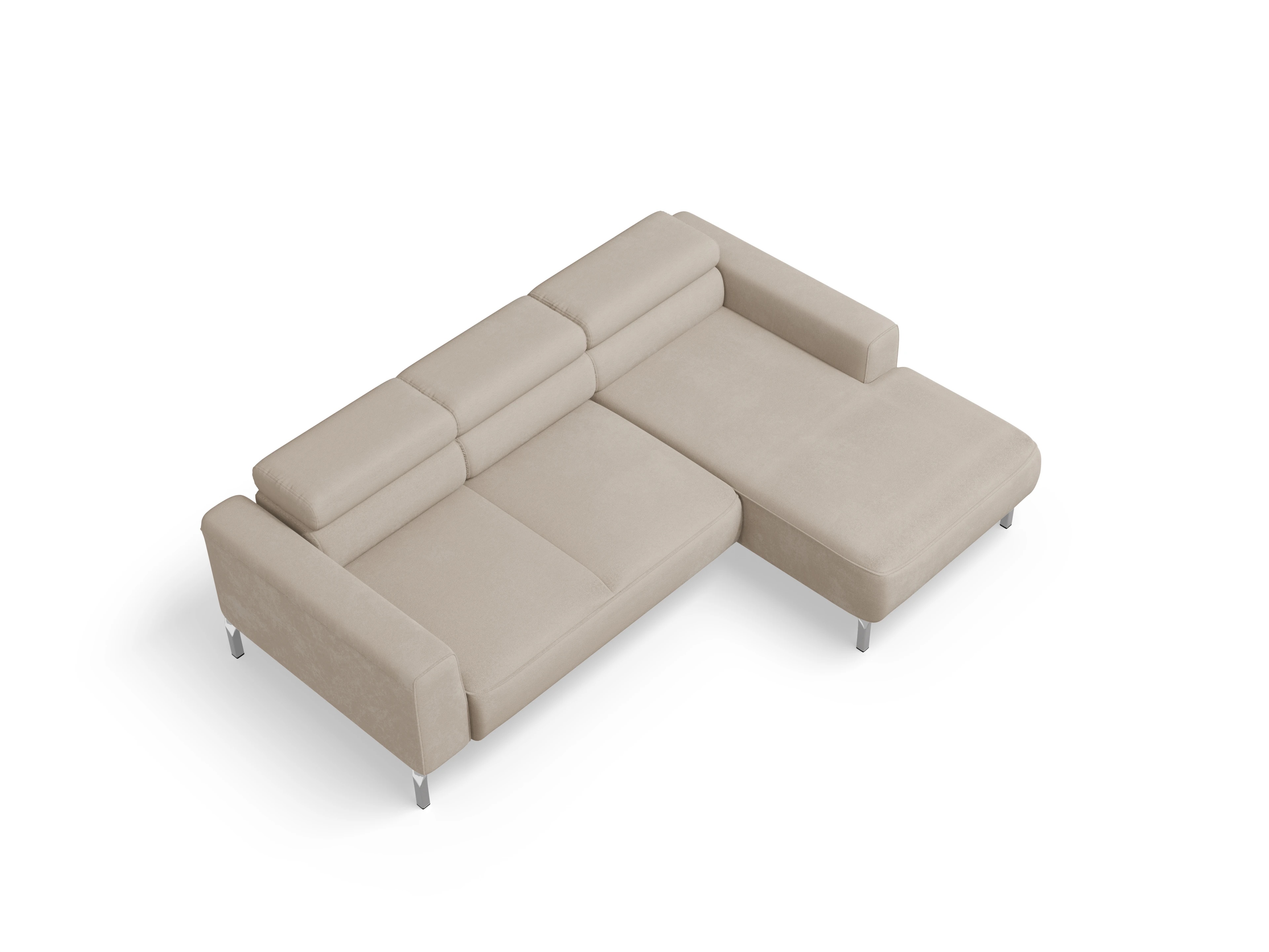 Season Ecksofa Longchair Medium R Ansicht des Produktes Season Ecksofa rechts Abschluss offen in Stoff Beige