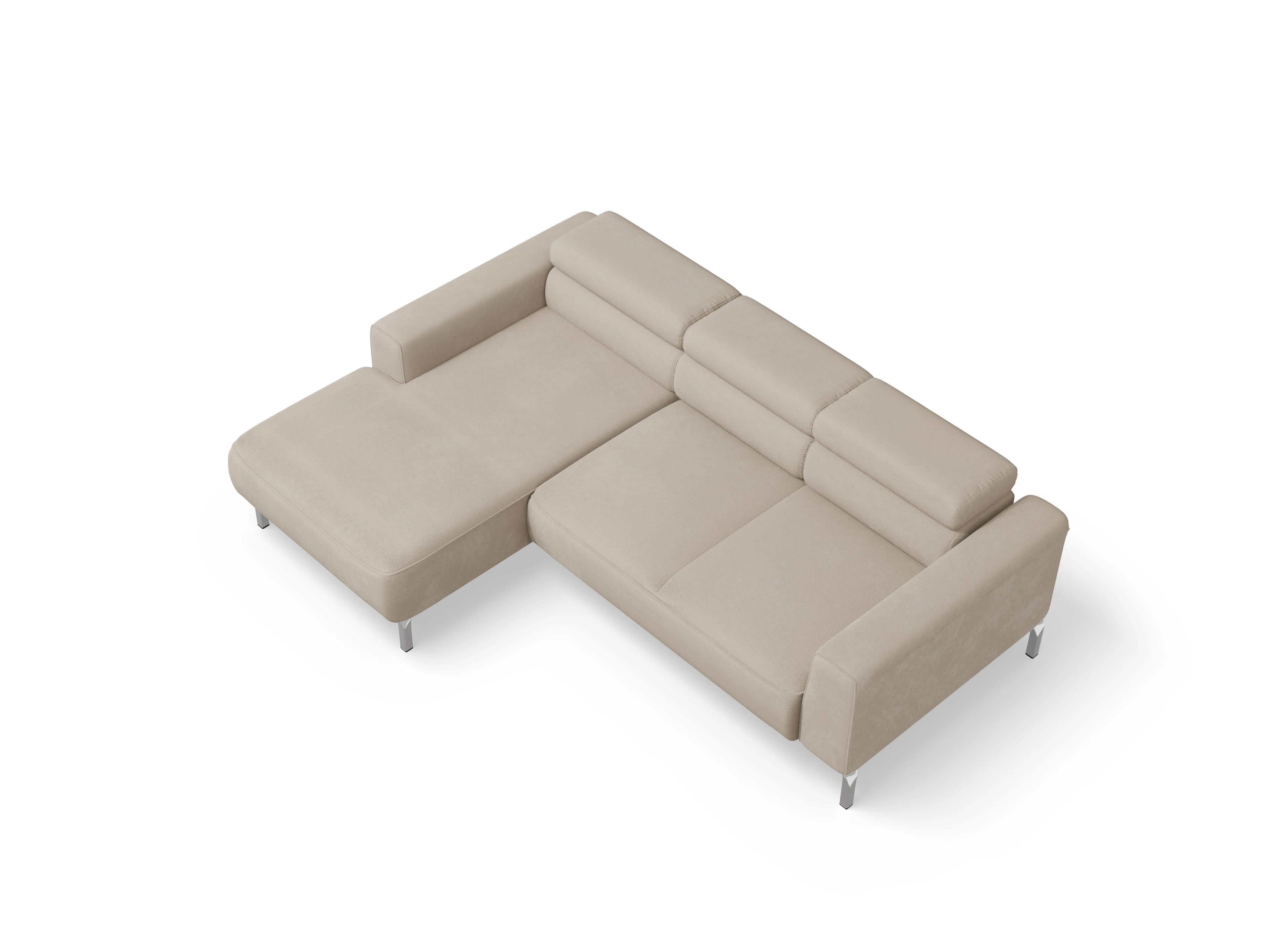 Season Ecksofa Longchair Medium L Ansicht des Produktes Season Ecksofa links Abschluss offen in Stoff Beige