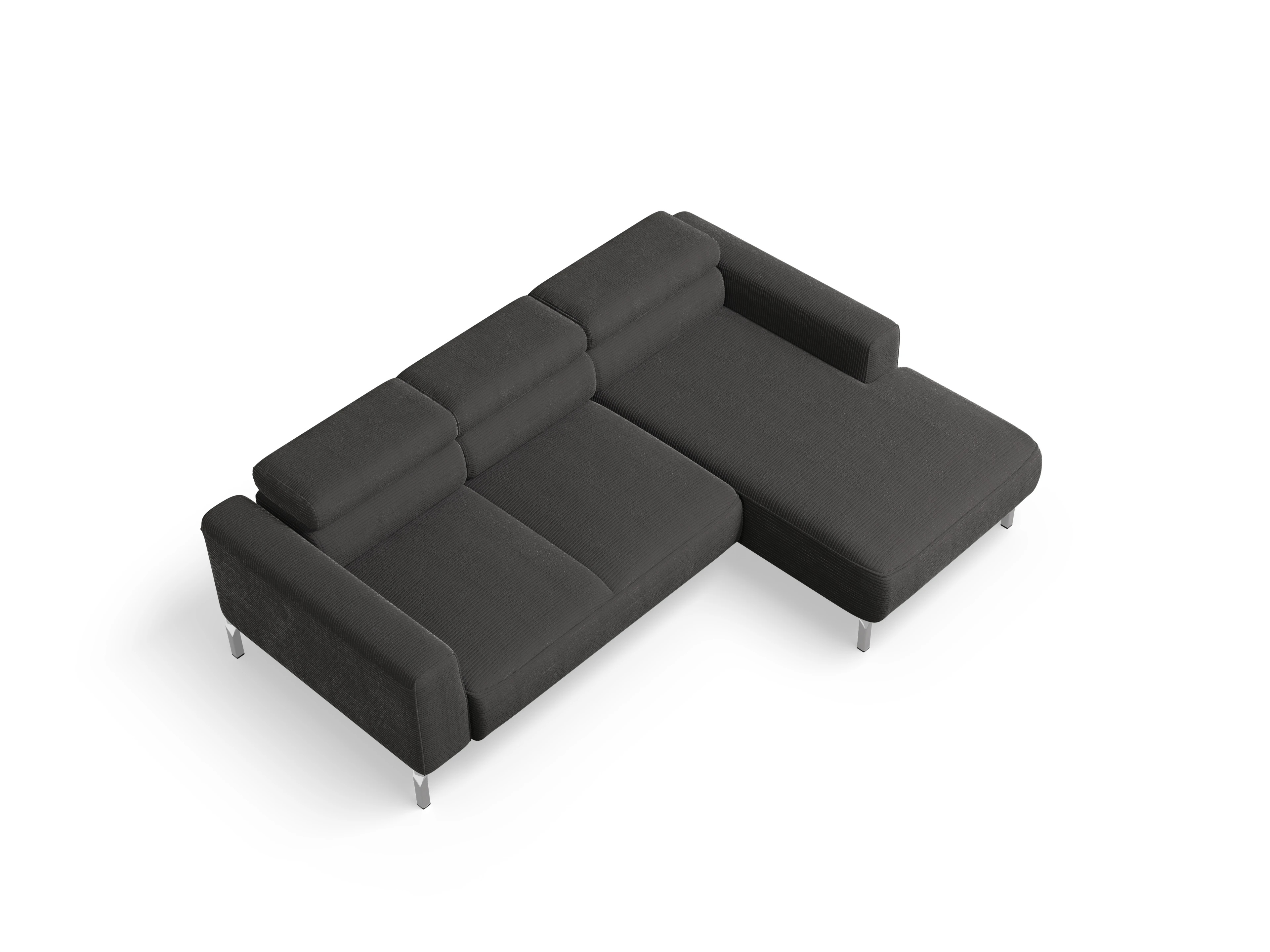Season Ecksofa Longchair Medium R Ansicht des Produktes Season Ecksofa rechts Abschluss offen in Stoff Grau