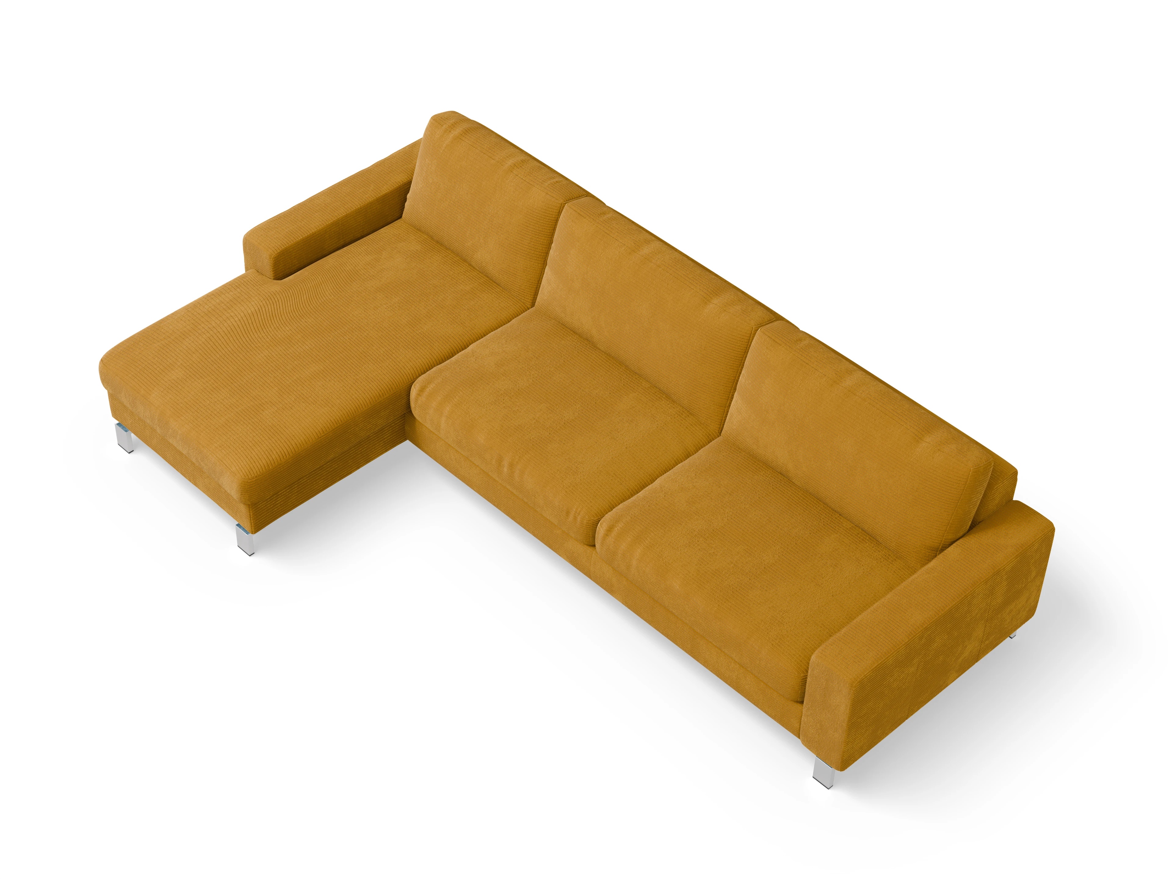 Ansicht des Produktes Indiana Ecksofa links Abschluss offen in Stoff Gelb