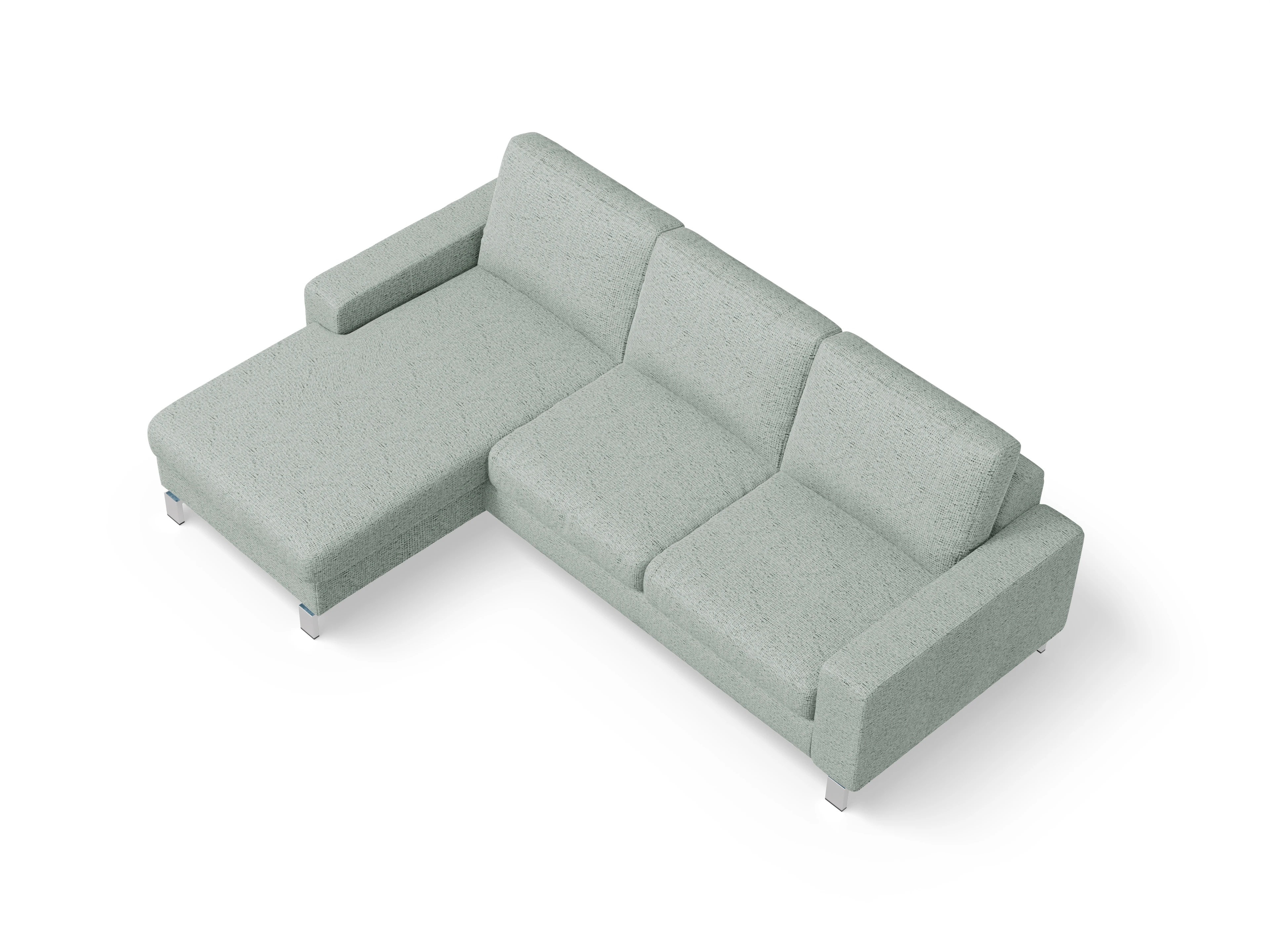Indiana Ecksofa LO Small L Ansicht des Produktes Indiana Ecksofa links Abschluss offen in Stoff Grau