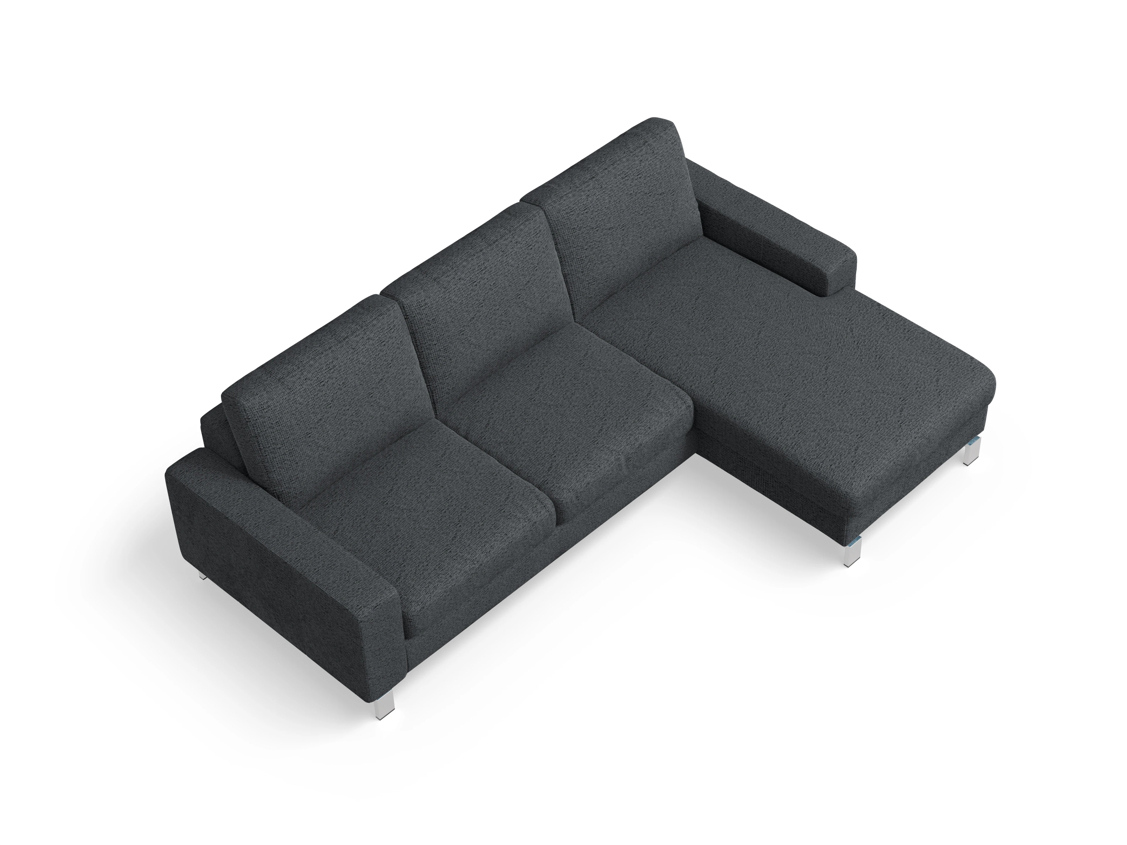 Indiana Ecksofa LO Small R Ansicht des Produktes Indiana Ecksofa rechts Abschluss offen in Stoff Grau