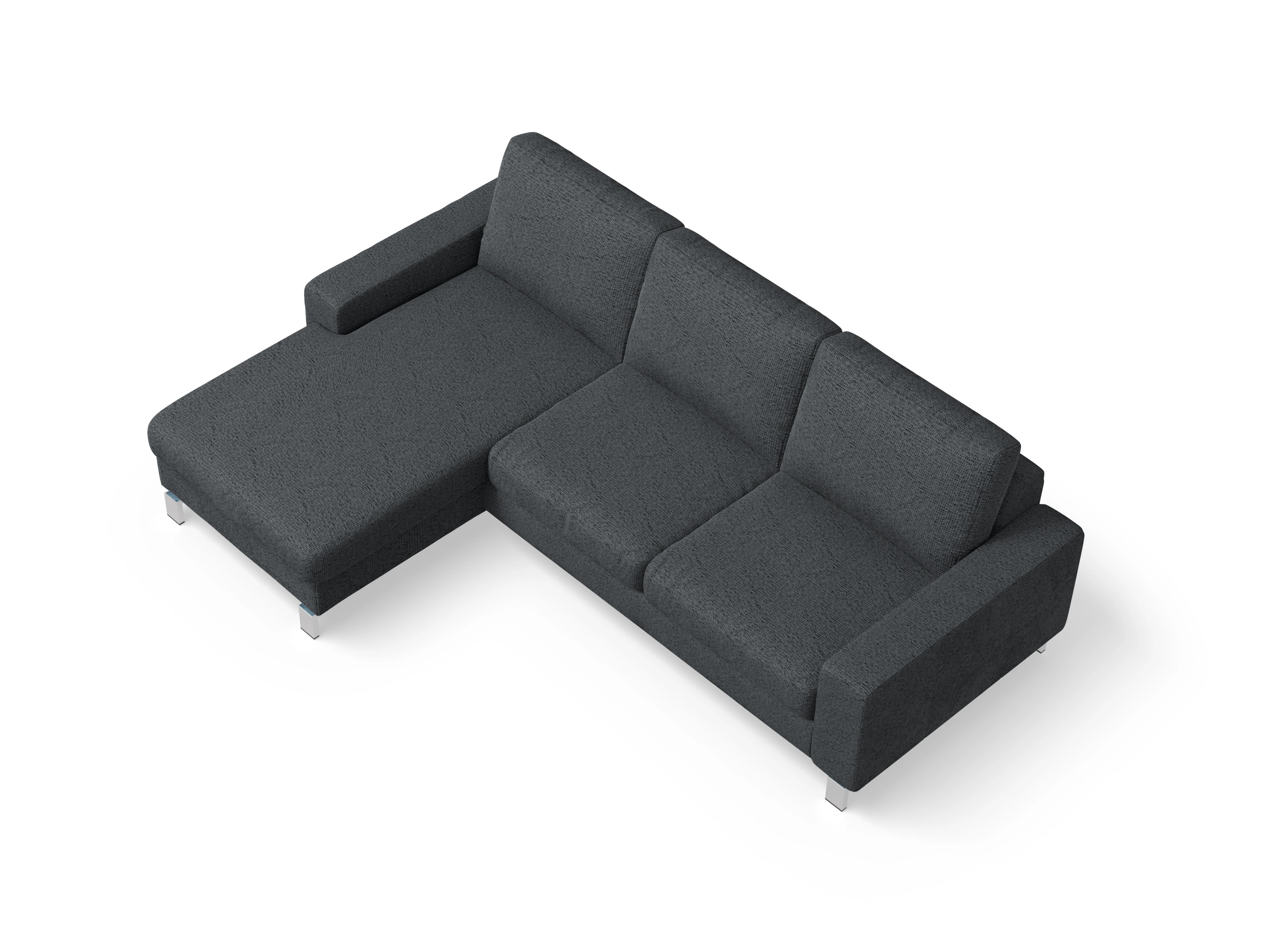 Indiana Ecksofa LO Small L Ansicht des Produktes Indiana Ecksofa links Abschluss offen in Stoff Grau