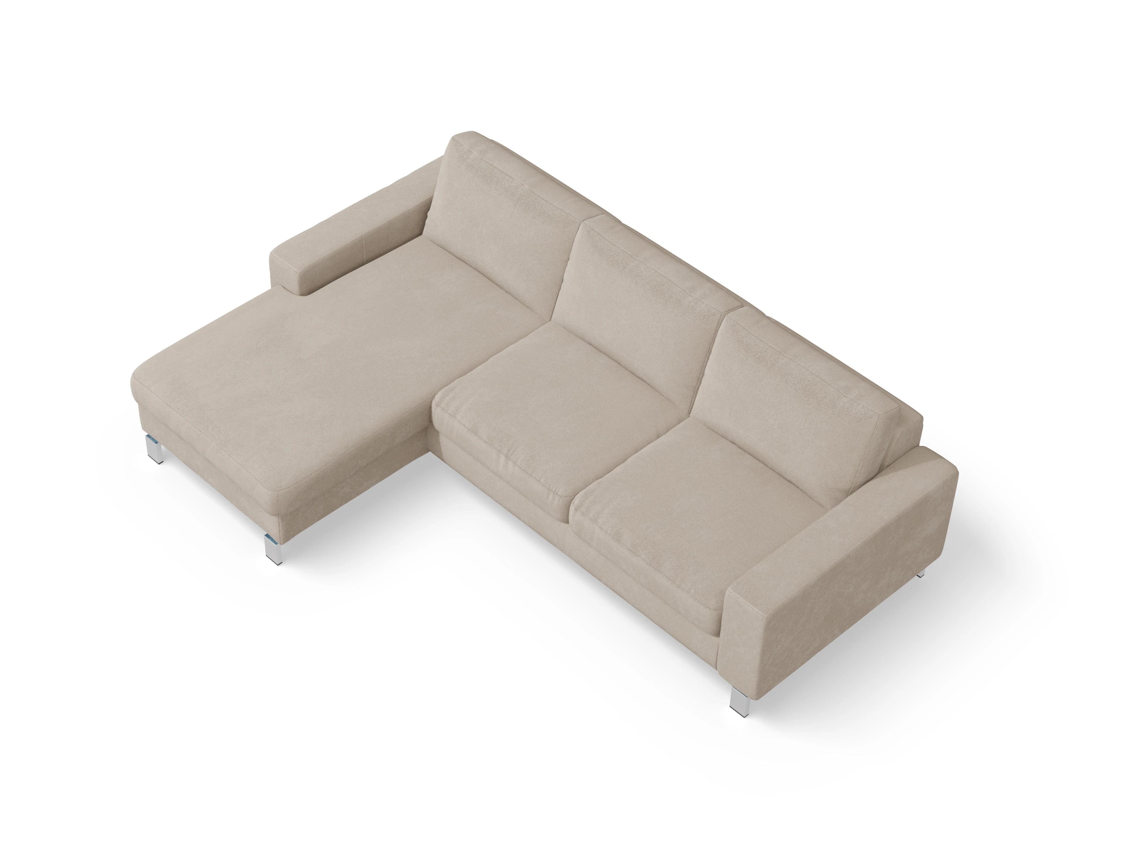 Ansicht des Produktes Indiana Ecksofa links Abschluss offen in Stoff Beige