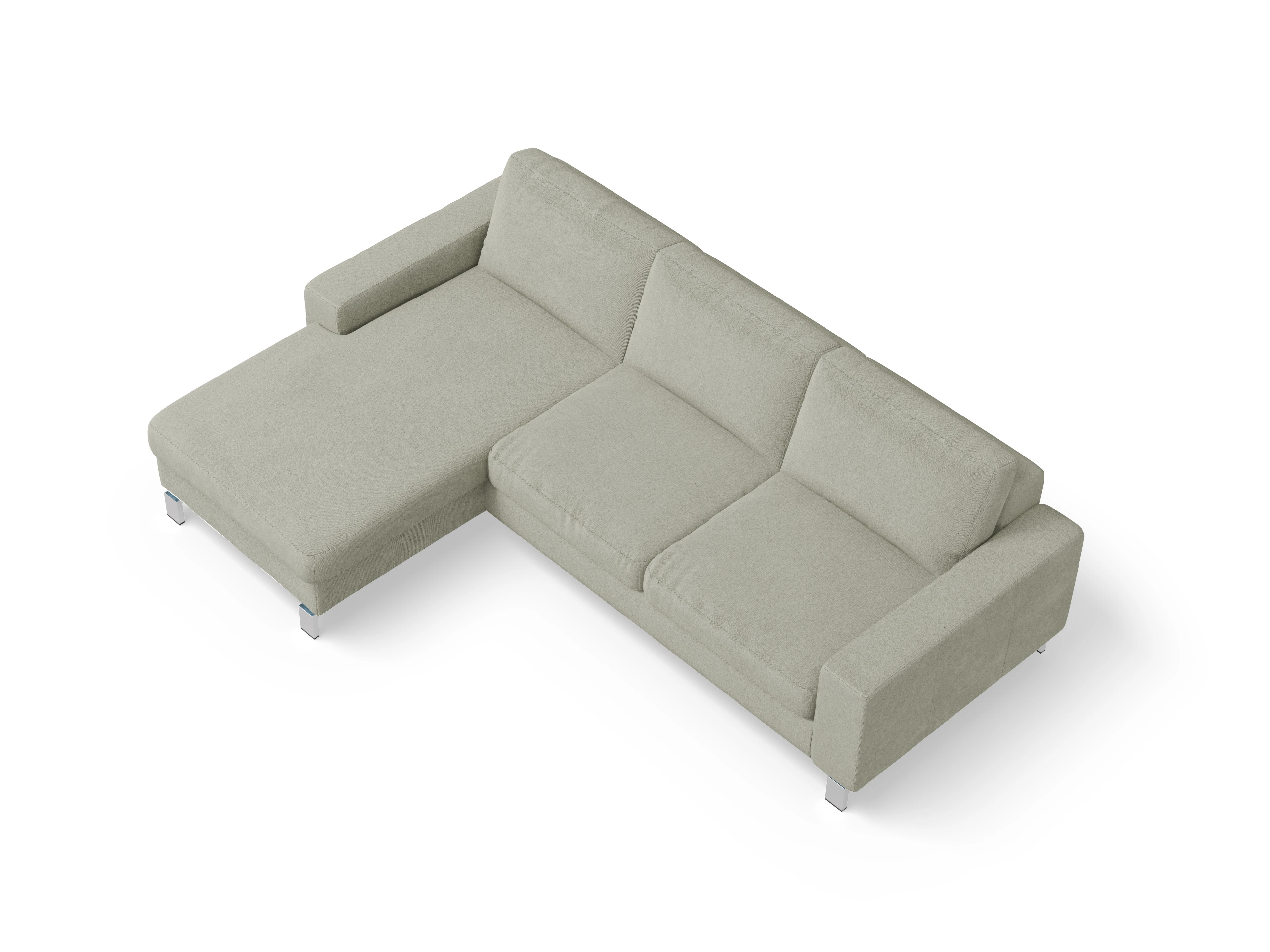 Indiana Ecksofa LO Small L Ansicht des Produktes Indiana Ecksofa links Abschluss offen in Stoff Grau