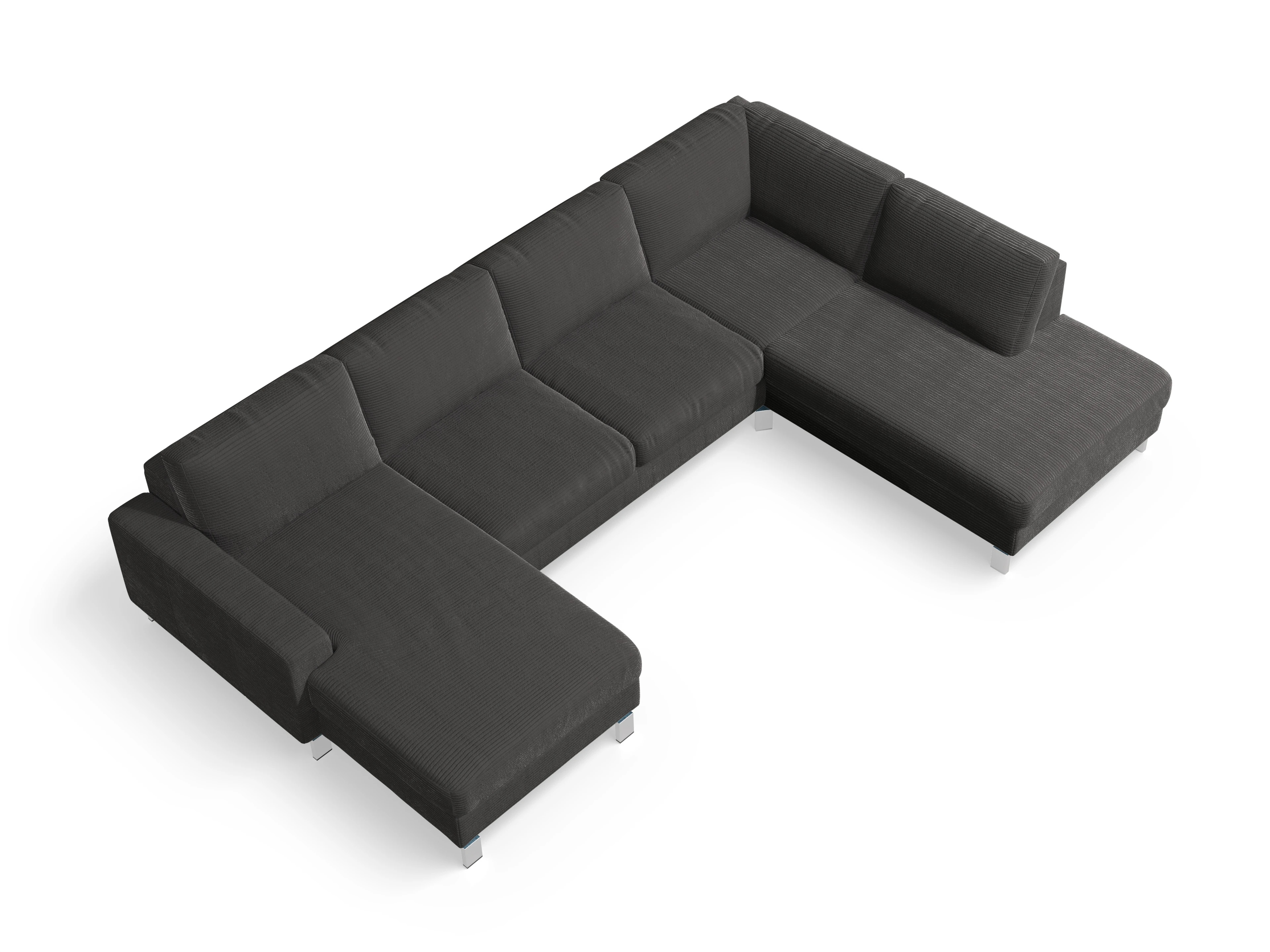Indiana Wohnlandschaft LUM Small R Ansicht des Produktes Indiana Wohnlandschaft offen beidseitig in Stoff Grau