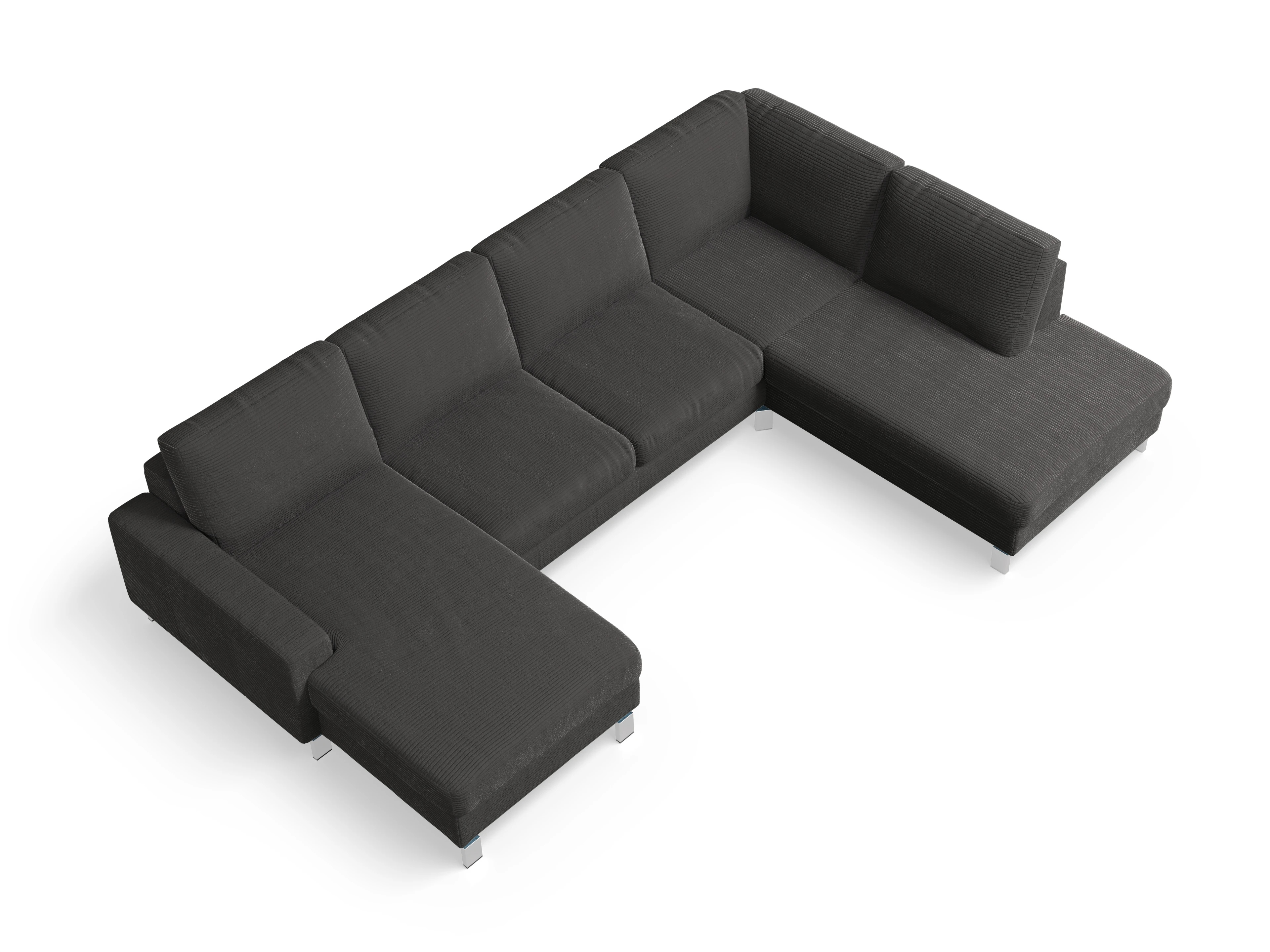 Indiana Wohnlandschaft LUM Small R Ansicht des Produktes Indiana Wohnlandschaft offen beidseitig in Stoff Grau