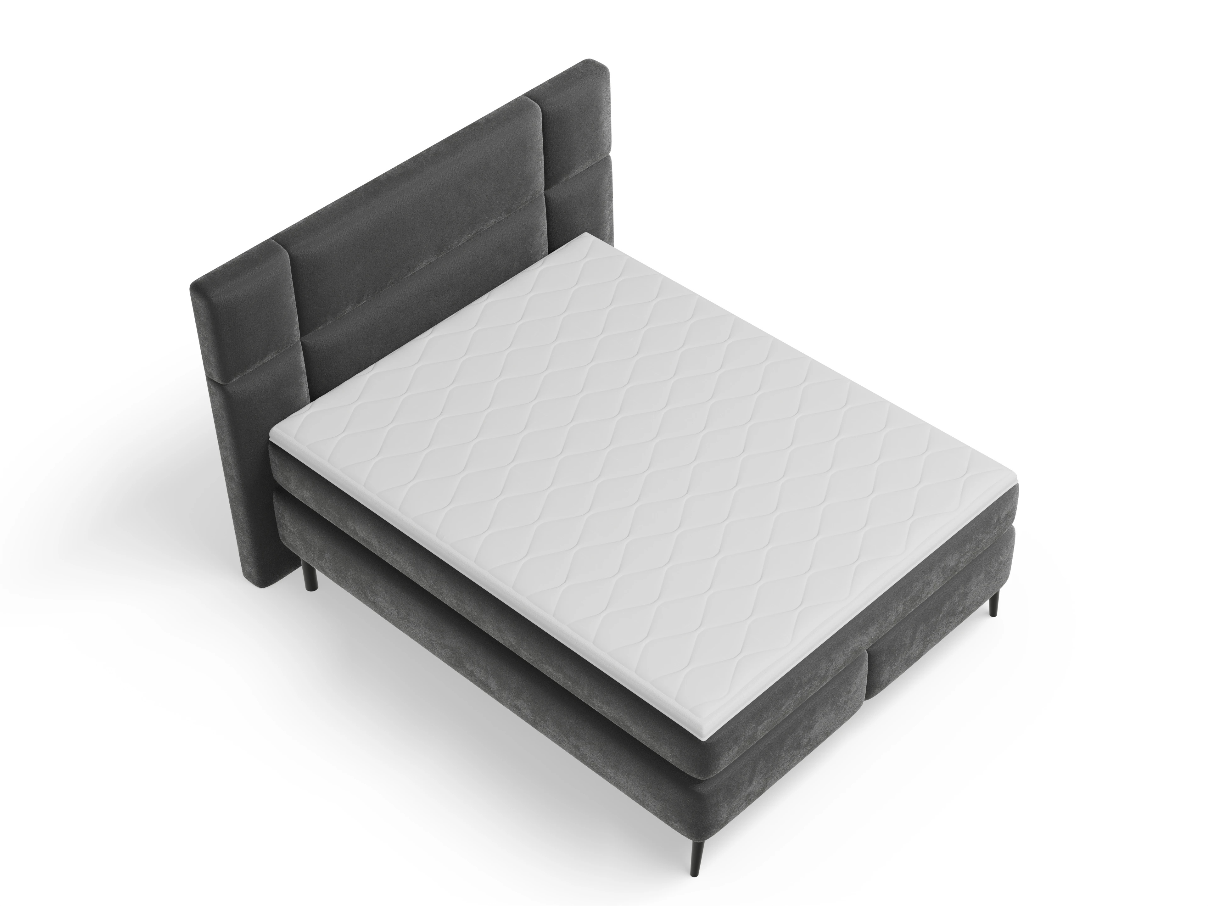 Boxspringbett Luisa 160x200cm Ansicht des Produktes Luisa Boxspringbett in Stoff Grau