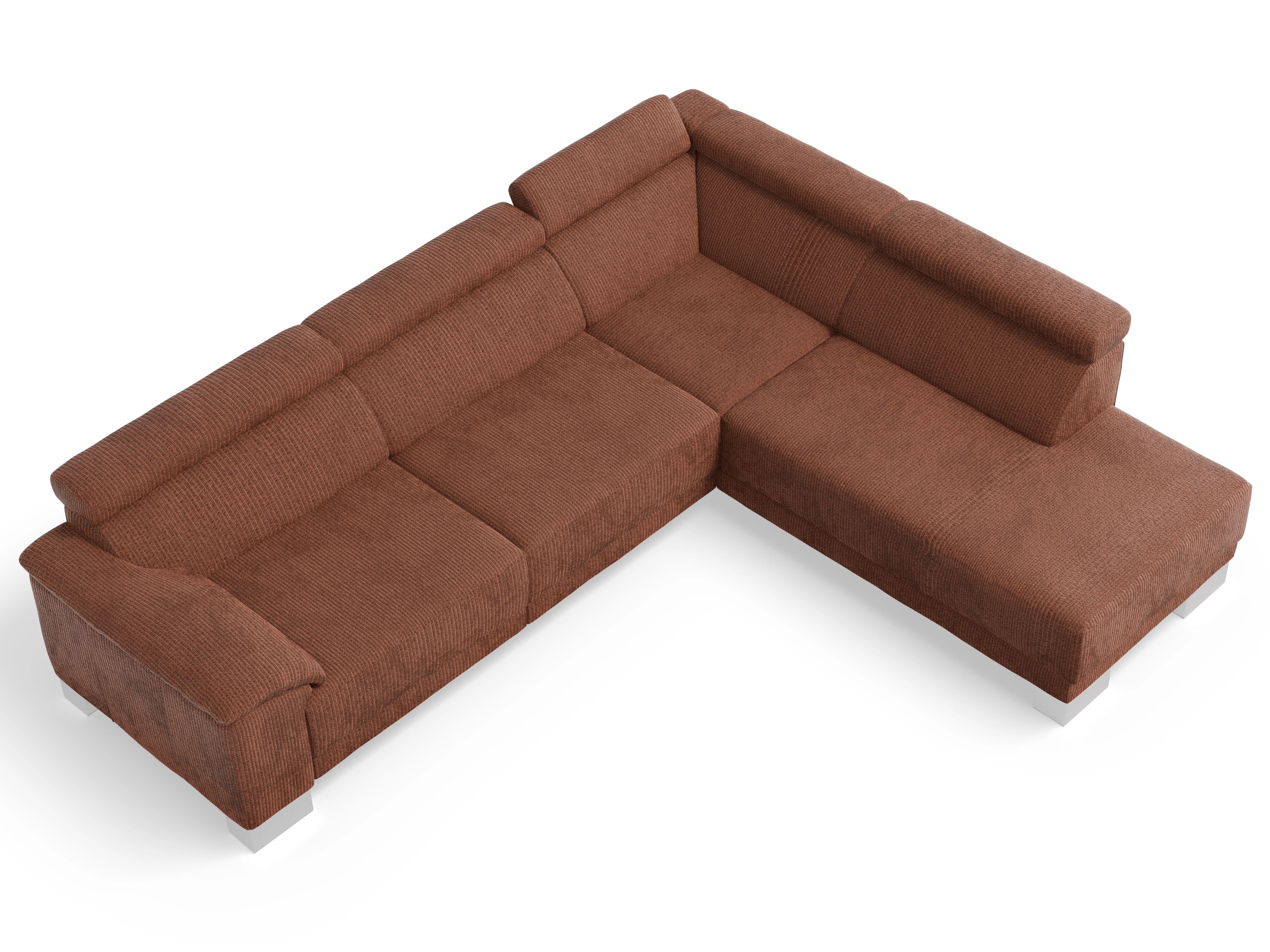Ansicht des Produktes Antonio Ecksofa rechts Abschluss offen in Stoff Braun