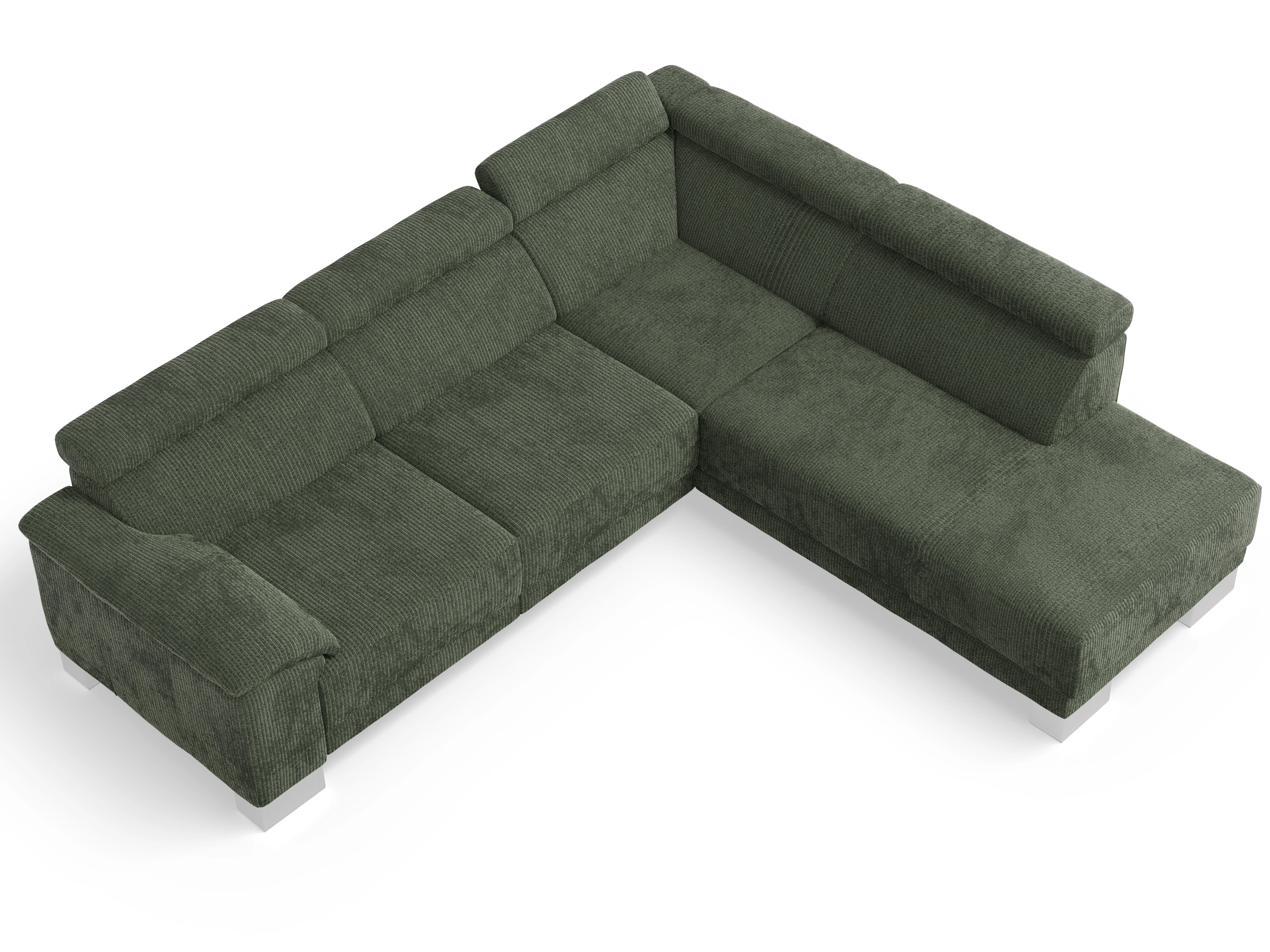 Ansicht des Produktes Antonio Ecksofa rechts Abschluss offen in Stoff Grün
