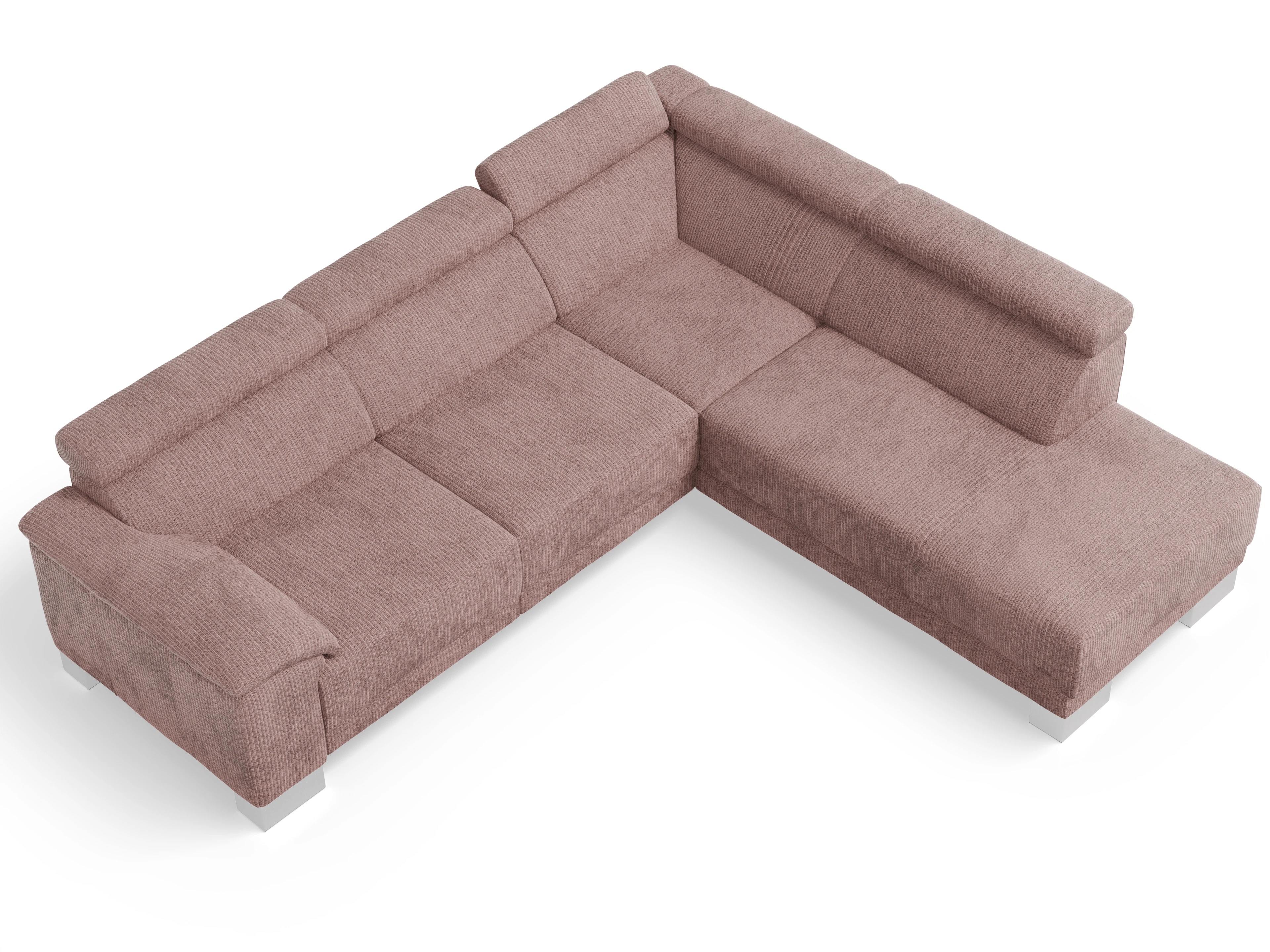 Ansicht des Produktes Antonio Ecksofa rechts Abschluss offen in Stoff Rosa