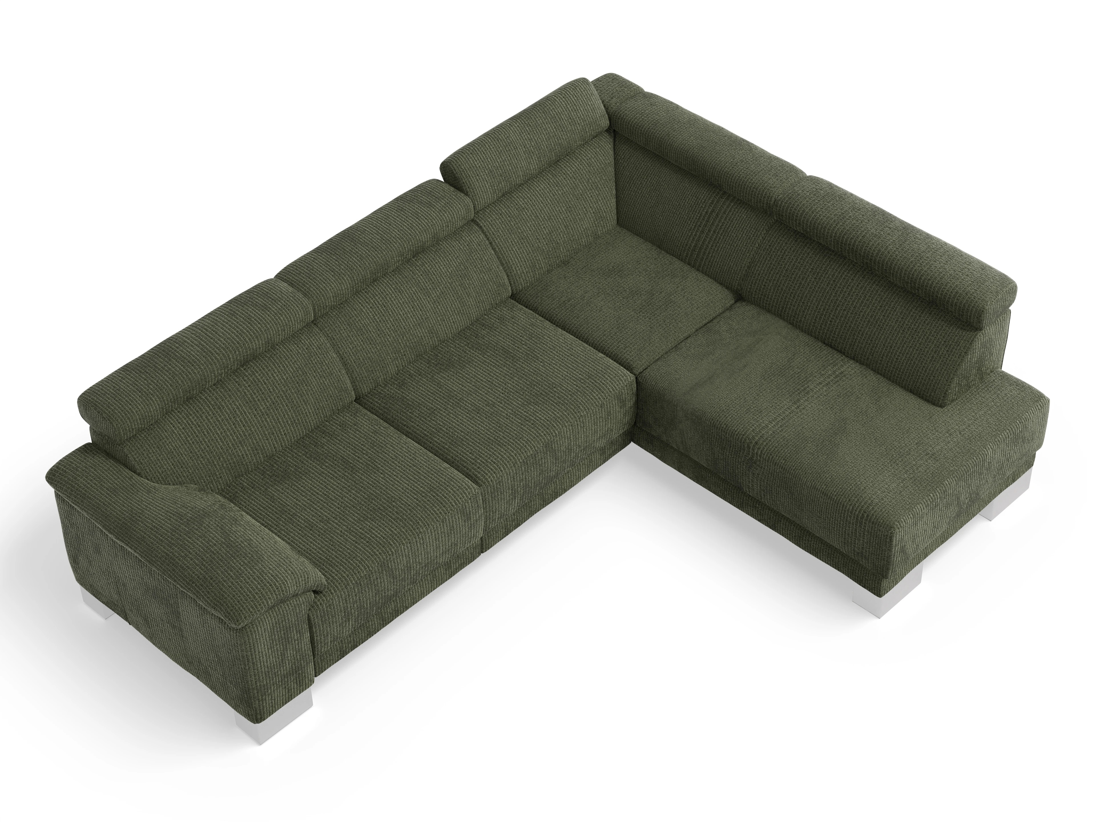 Ansicht des Produktes Antonio Ecksofa rechts Abschluss offen in Stoff Grün